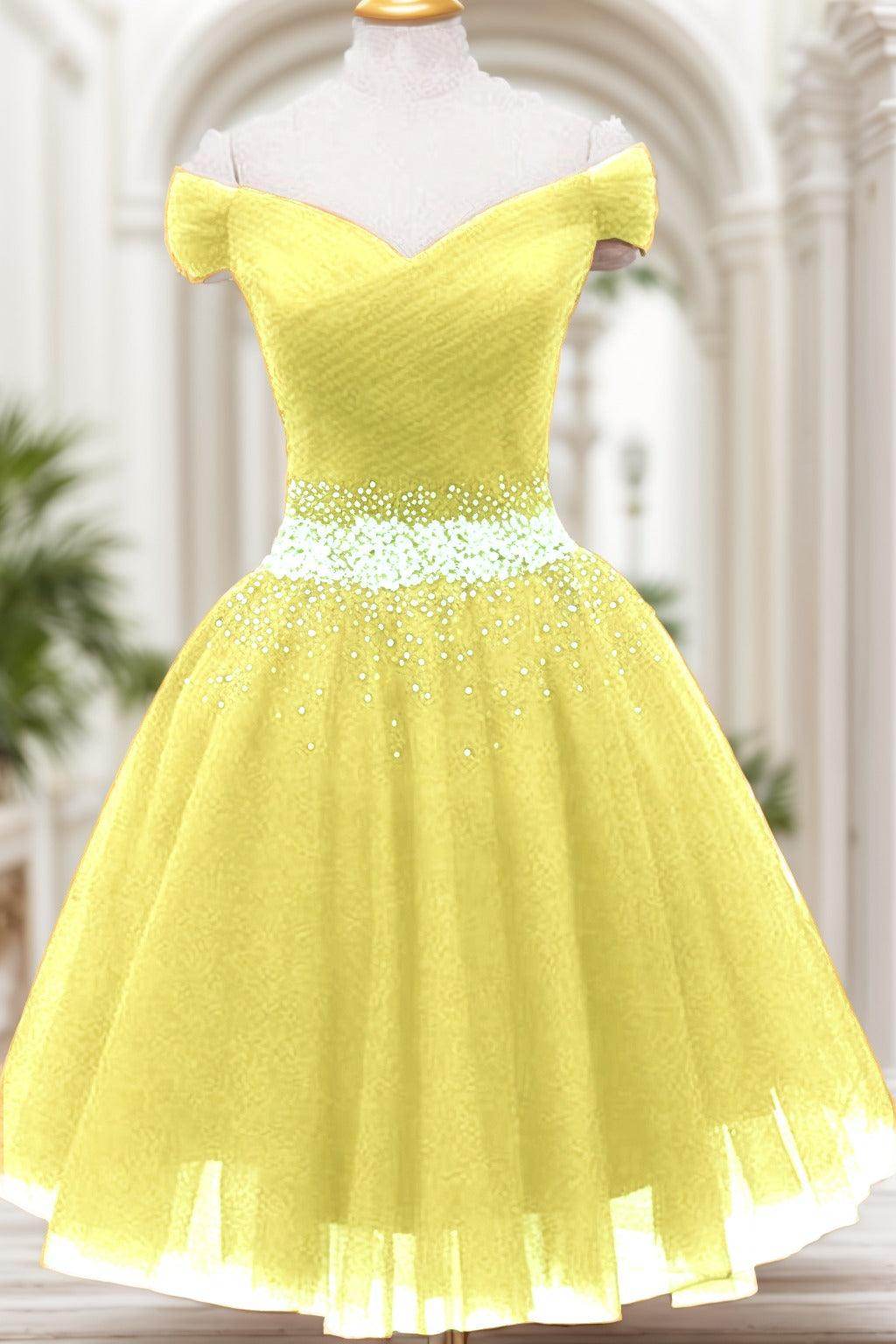 A-Line Knee Length Tulle Homecoming Dresses CS0524 - COCOMELODY