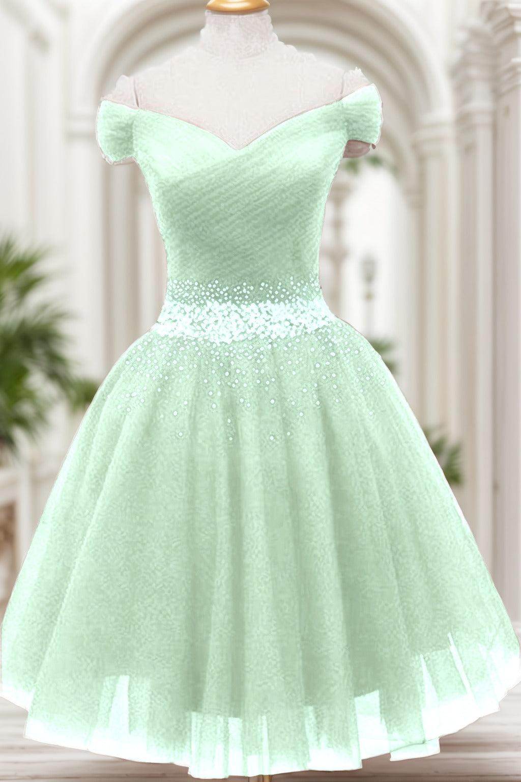 A-Line Knee Length Tulle Homecoming Dresses CS0524 - COCOMELODY
