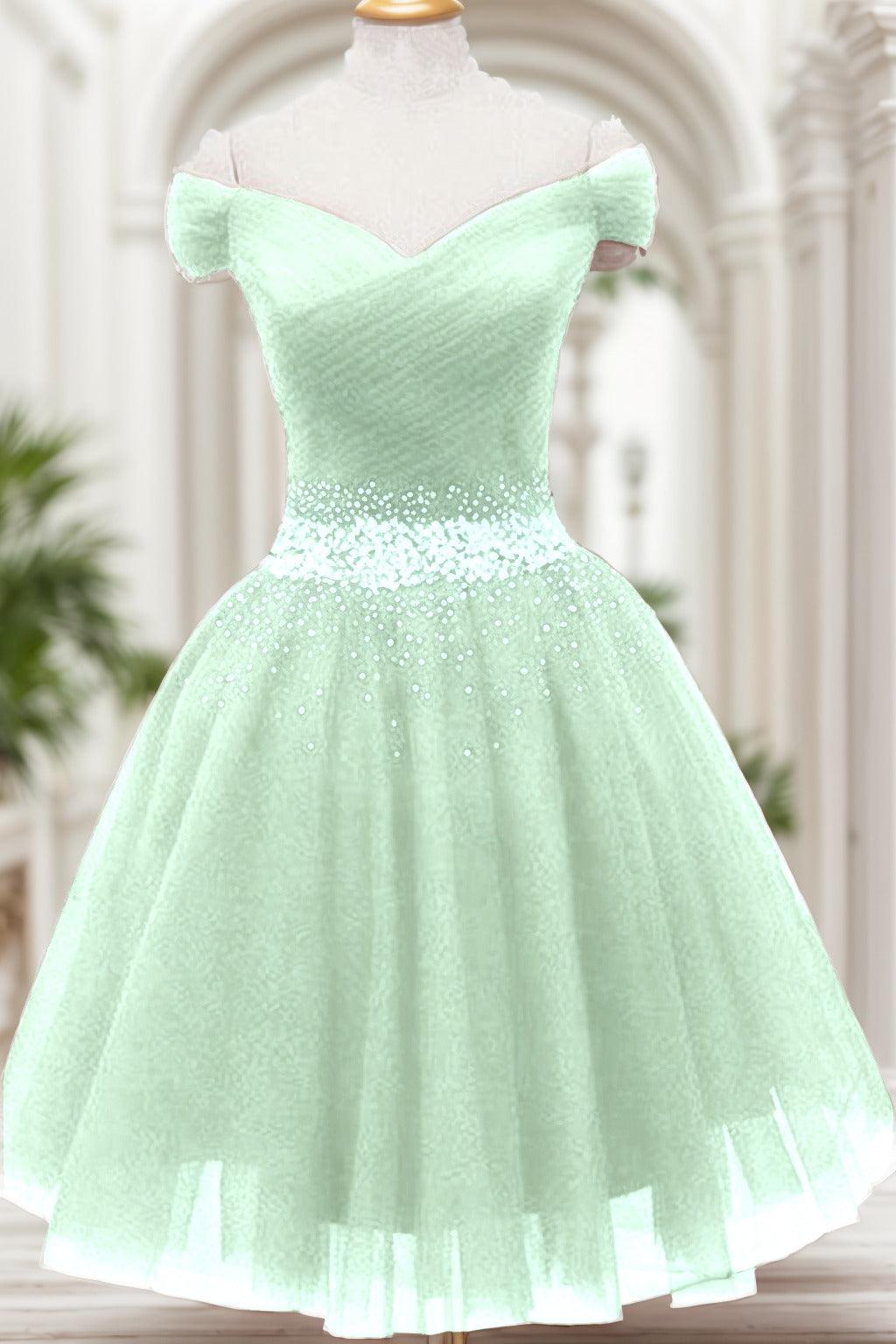 A-Line Knee Length Tulle Homecoming Dresses CS0524 - COCOMELODY