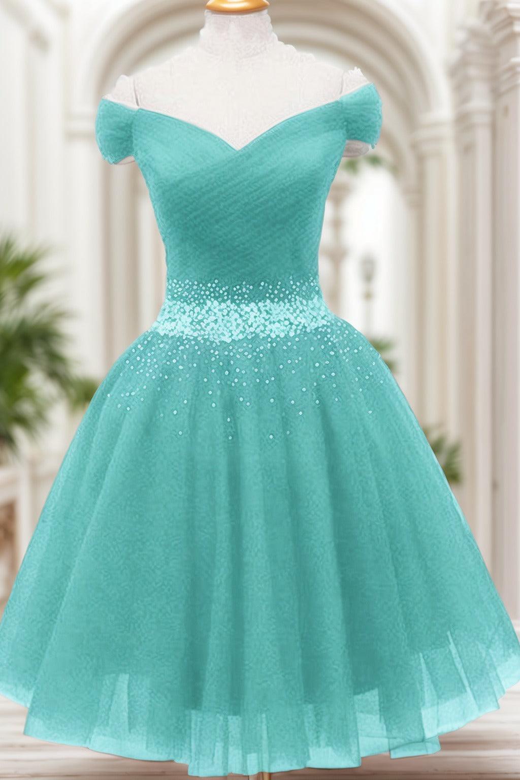 A-Line Knee Length Tulle Homecoming Dresses CS0524 - COCOMELODY
