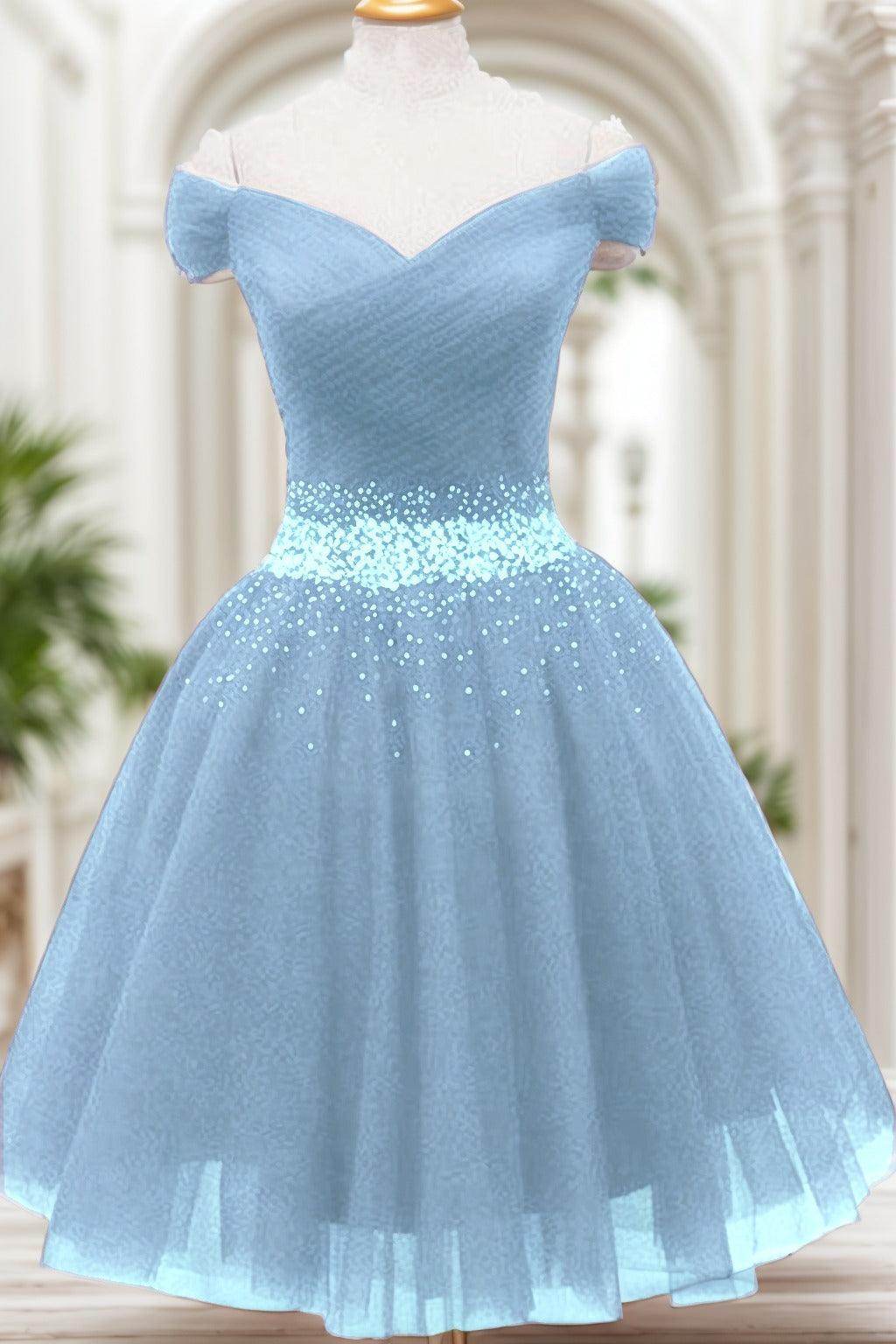 A-Line Knee Length Tulle Homecoming Dresses CS0524 - COCOMELODY