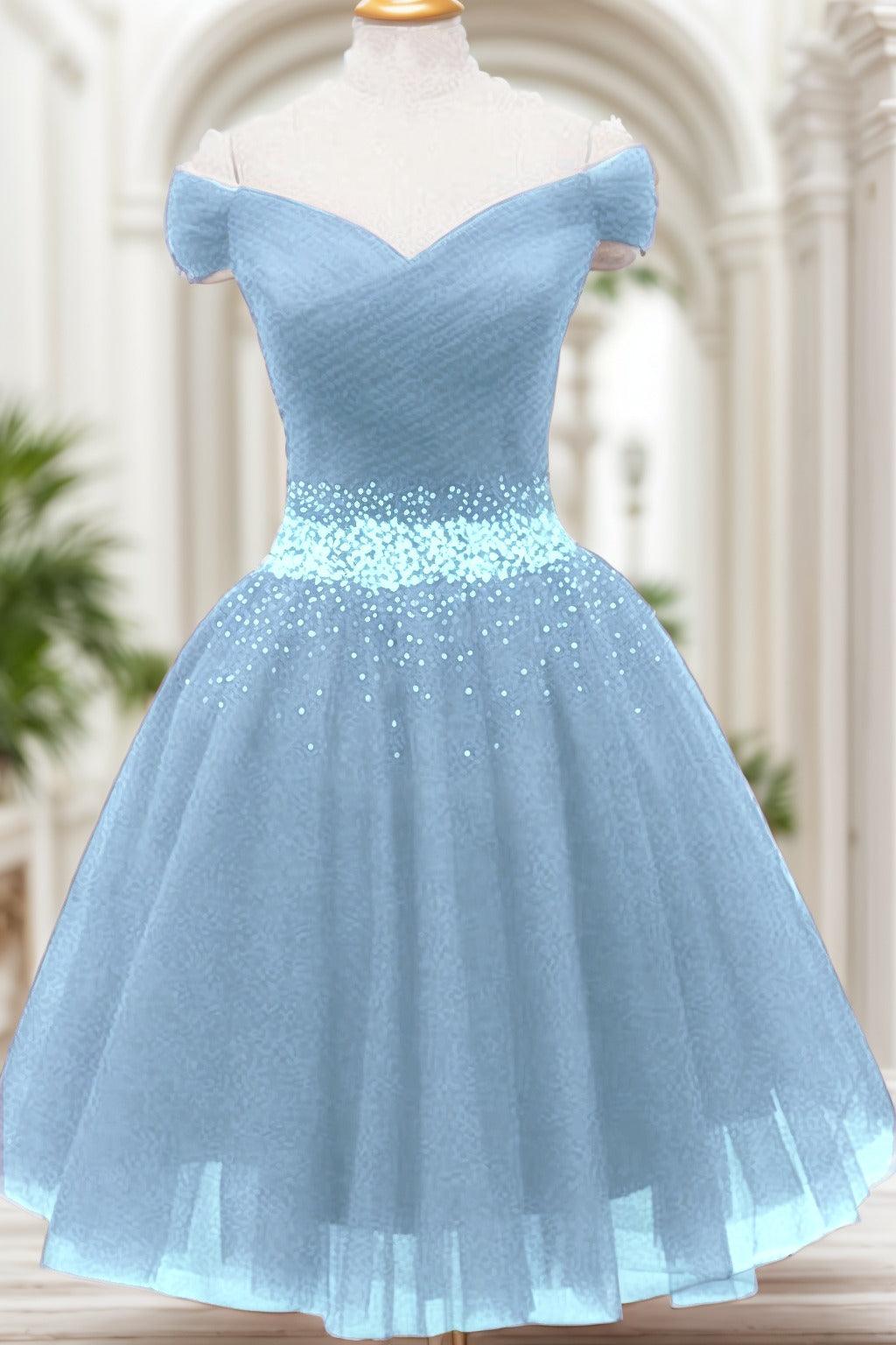 A-Line Knee Length Tulle Homecoming Dresses CS0524 - COCOMELODY