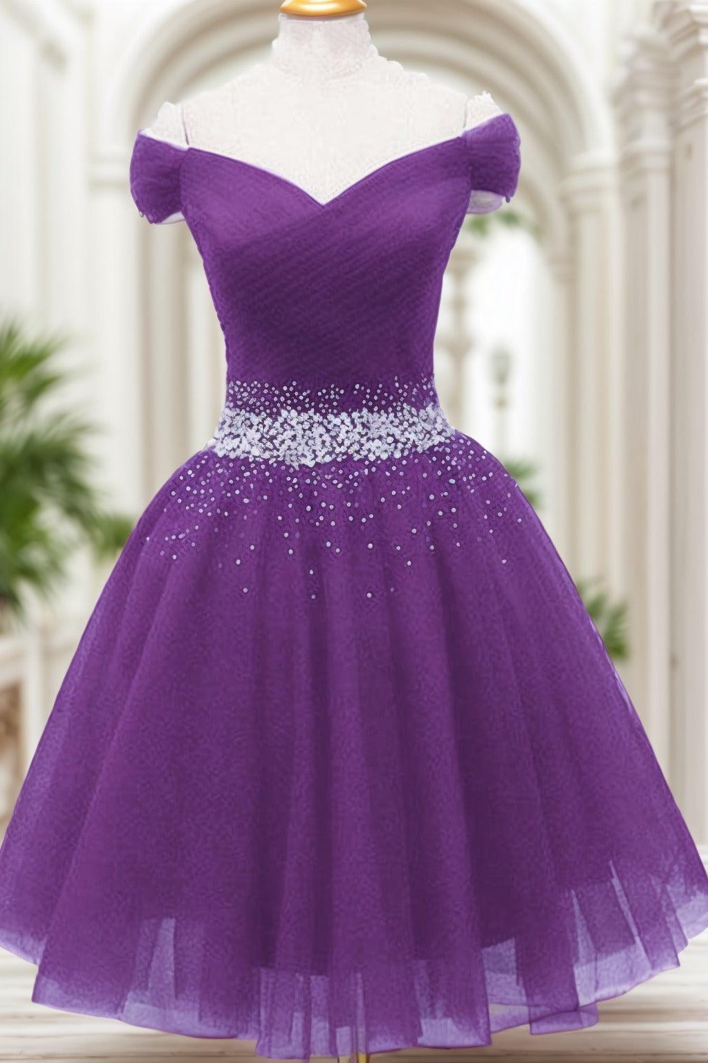 A-Line Knee Length Tulle Homecoming Dresses CS0524 - COCOMELODY