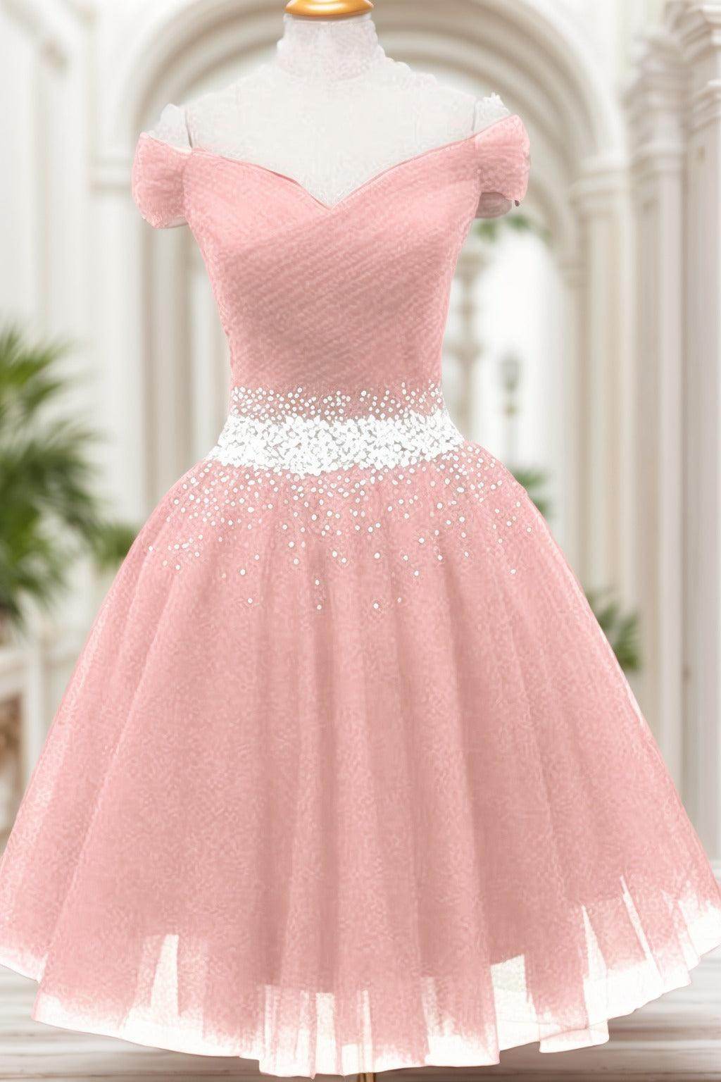 A-Line Knee Length Tulle Homecoming Dresses CS0524 - COCOMELODY
