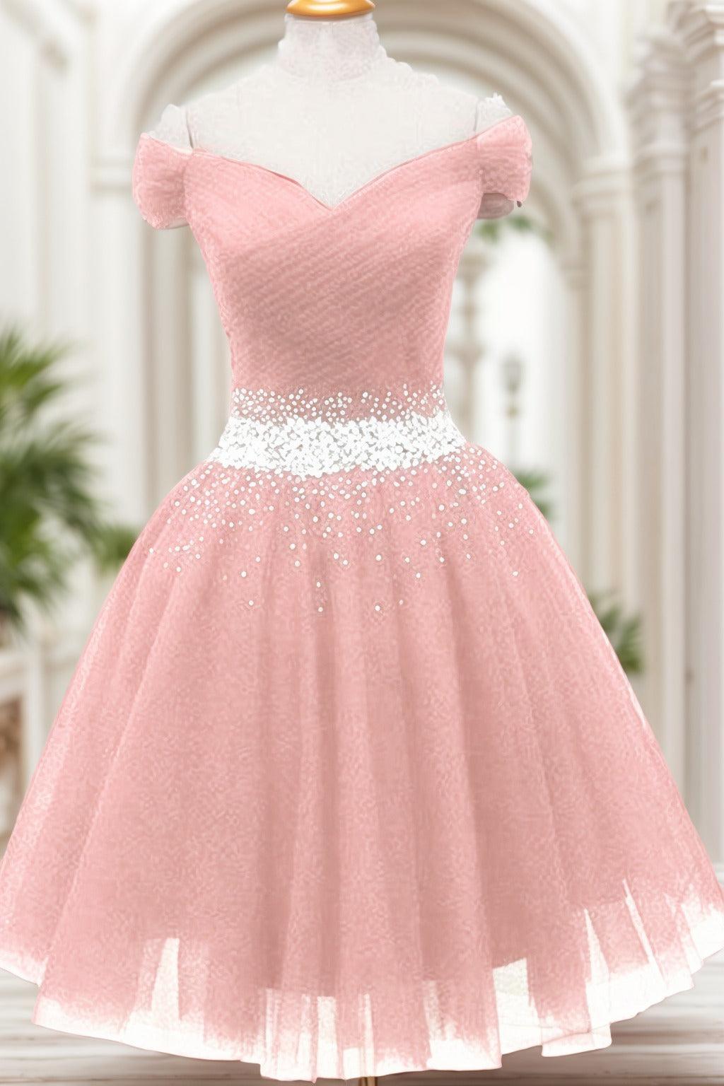 A-Line Knee Length Tulle Homecoming Dresses CS0524 - COCOMELODY