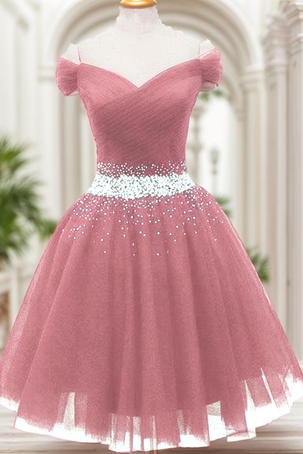 A-Line Knee Length Tulle Homecoming Dresses CS0524 - COCOMELODY