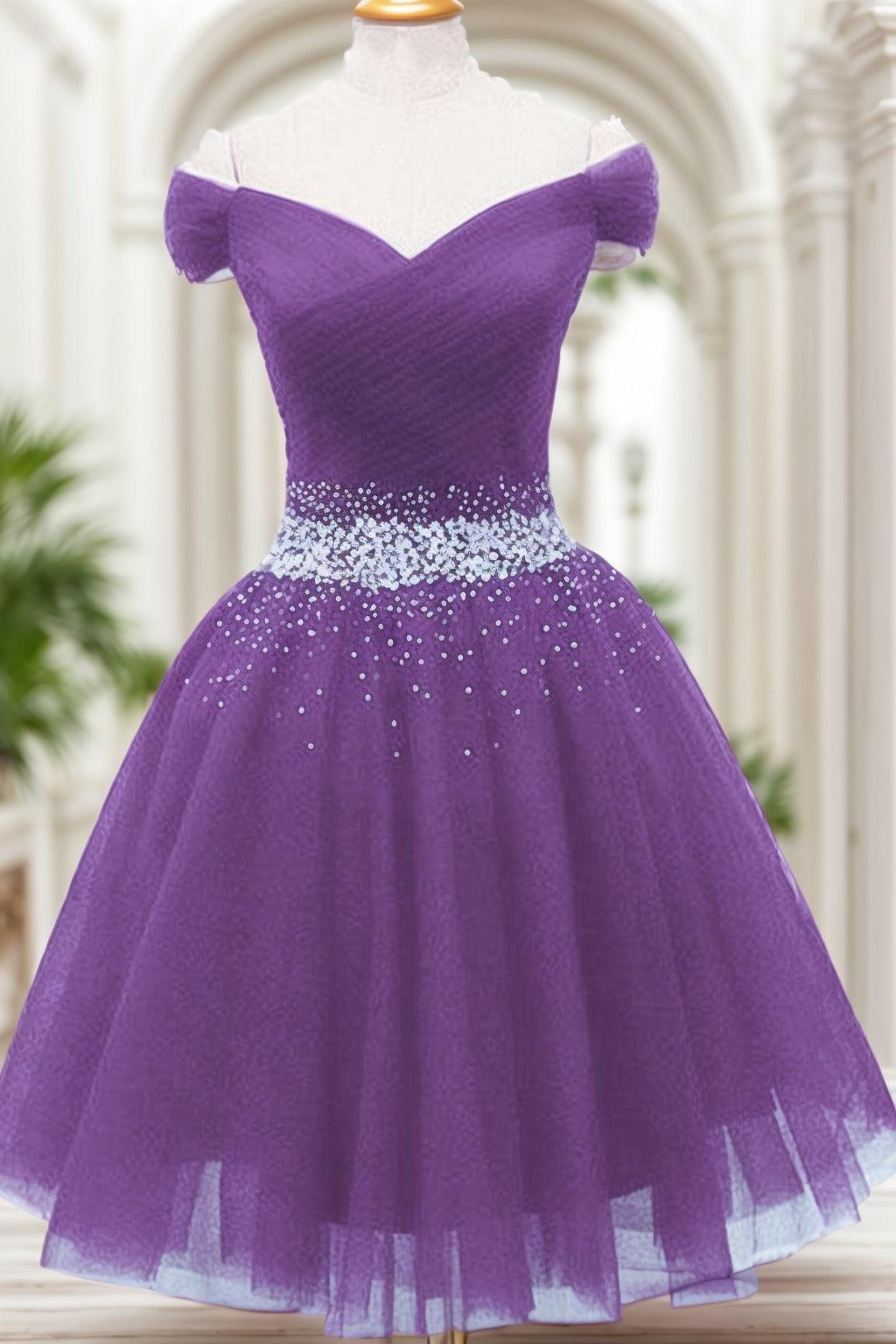 A-Line Knee Length Tulle Homecoming Dresses CS0524 - COCOMELODY