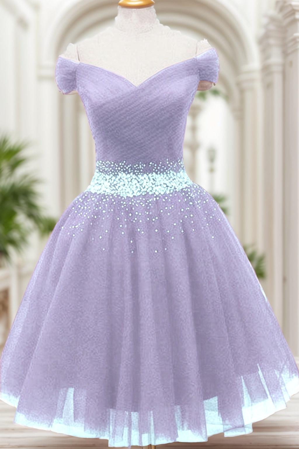 A-Line Knee Length Tulle Homecoming Dresses CS0524 - COCOMELODY
