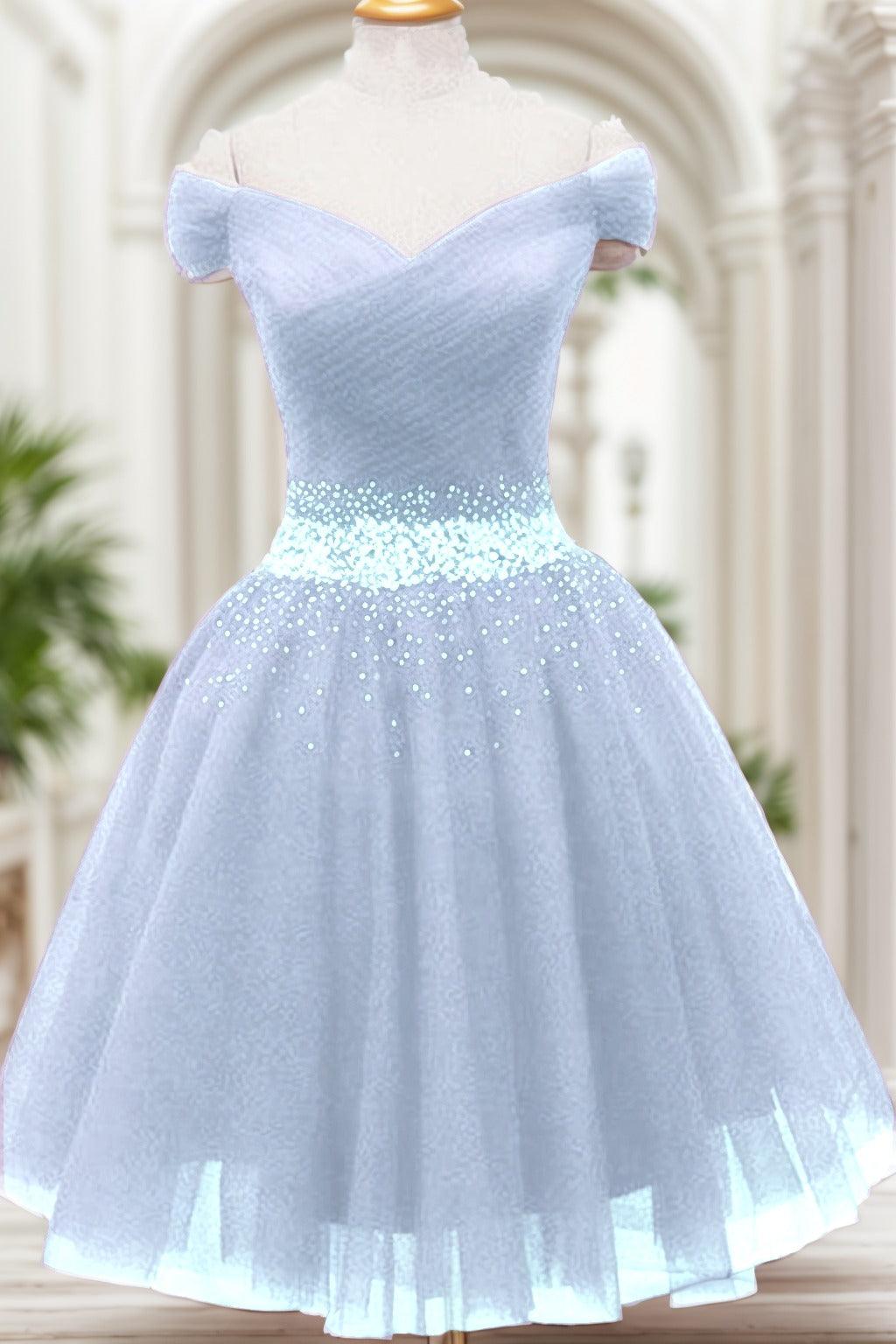 A-Line Knee Length Tulle Homecoming Dresses CS0524 - COCOMELODY
