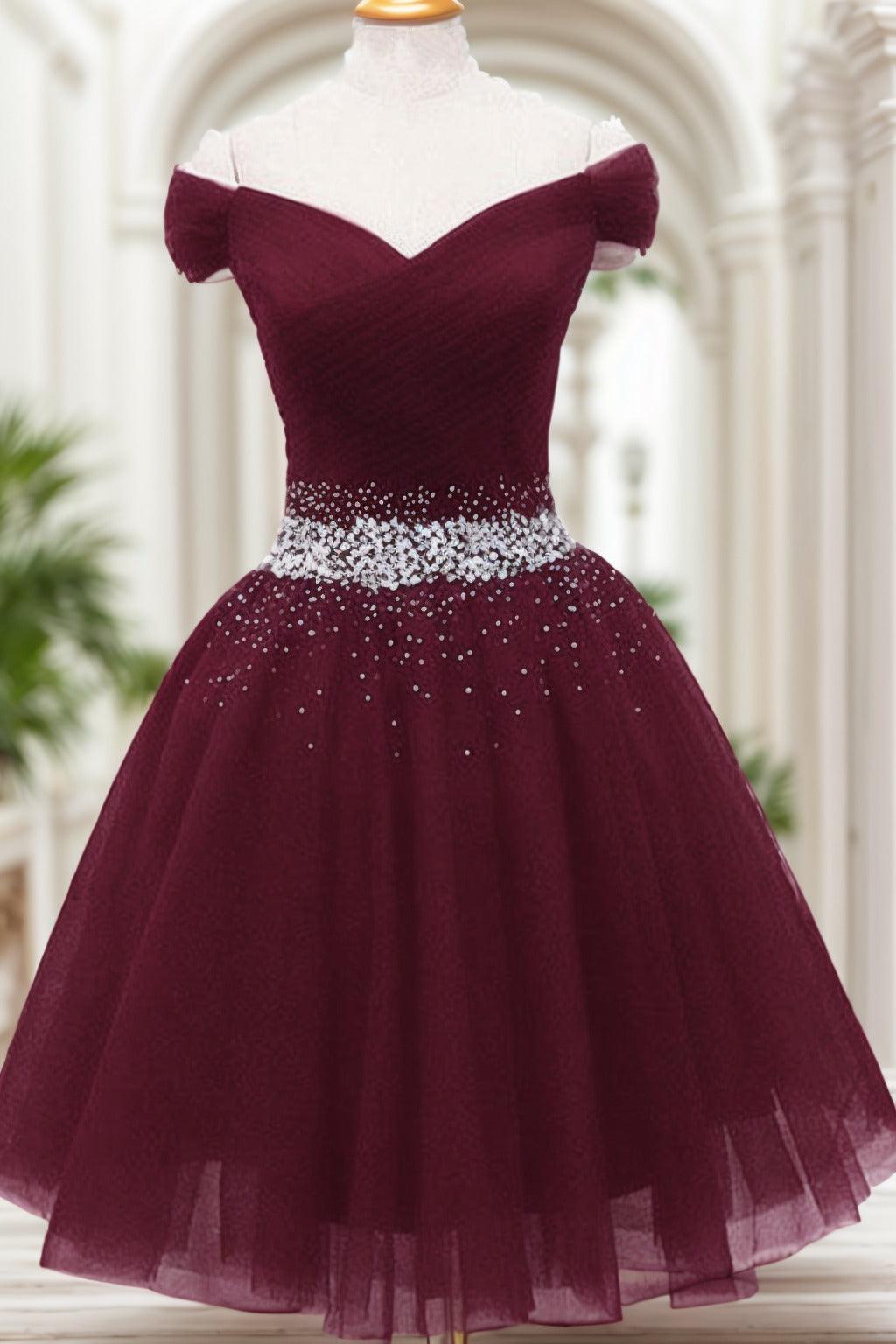 A-Line Knee Length Tulle Homecoming Dresses CS0524 - COCOMELODY