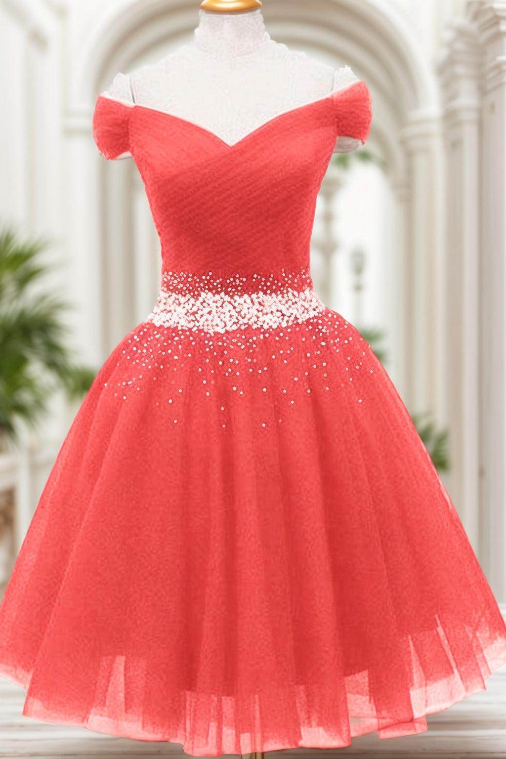 A-Line Knee Length Tulle Homecoming Dresses CS0524 - COCOMELODY