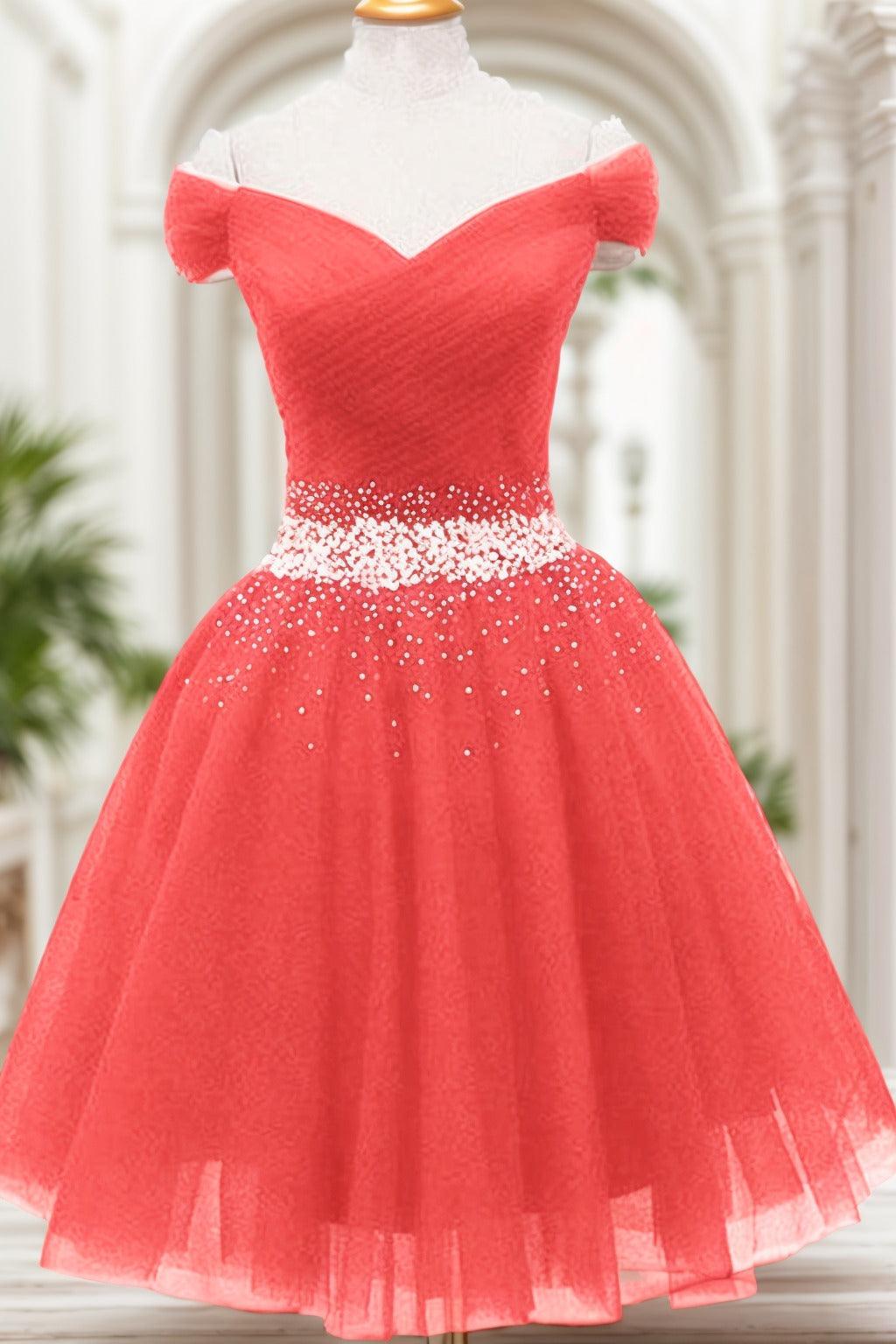 A-Line Knee Length Tulle Homecoming Dresses CS0524 - COCOMELODY