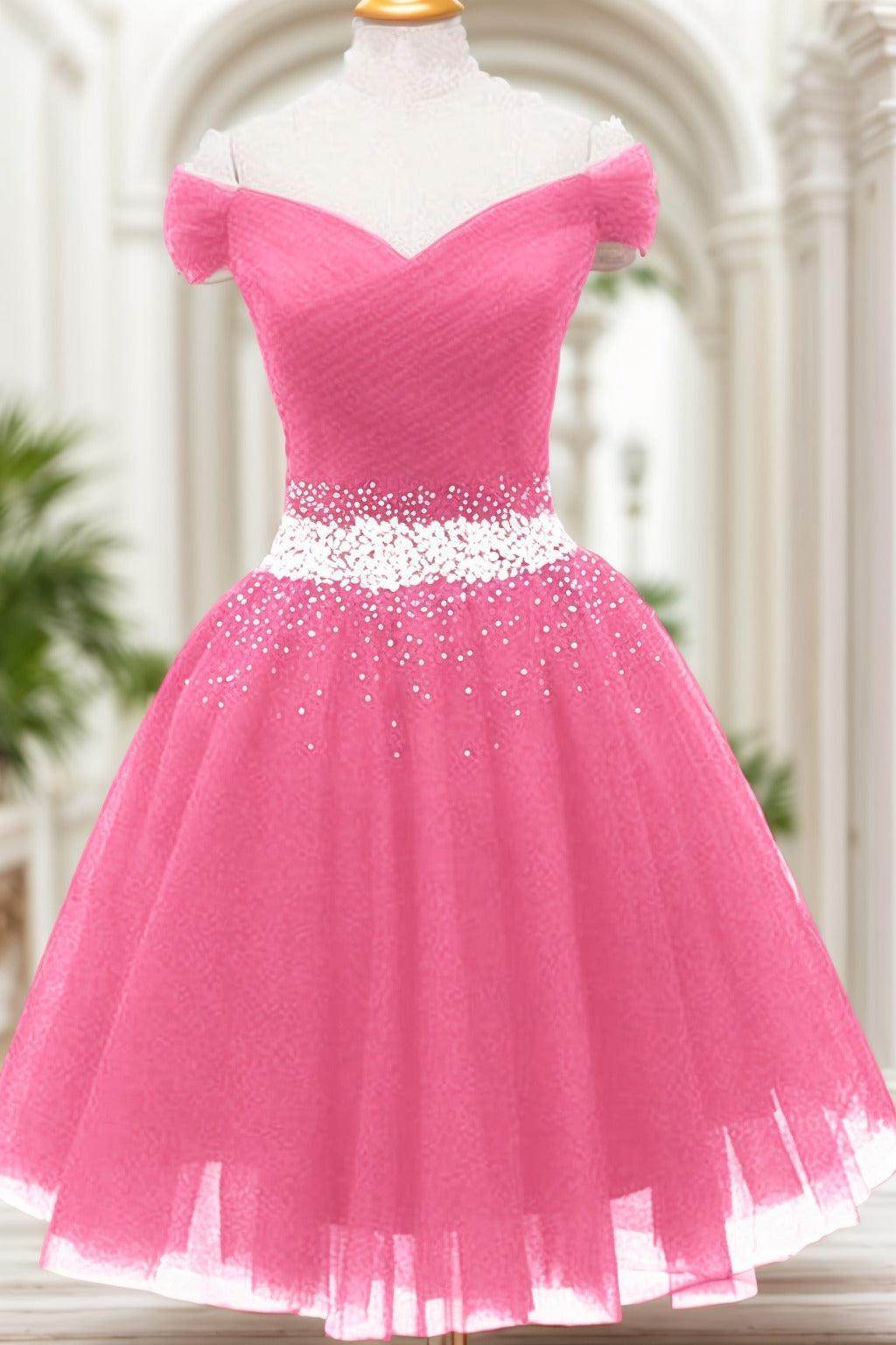 A-Line Knee Length Tulle Homecoming Dresses CS0524 - COCOMELODY