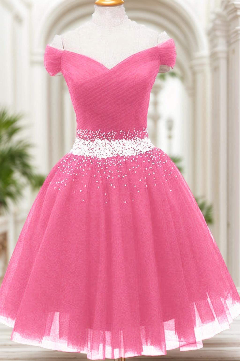 A-Line Knee Length Tulle Homecoming Dresses CS0524 - COCOMELODY