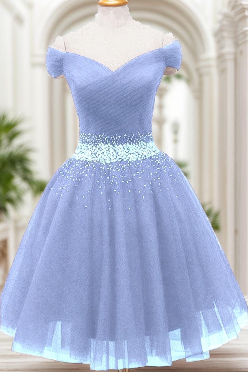A-Line Knee Length Tulle Homecoming Dresses CS0524 - COCOMELODY