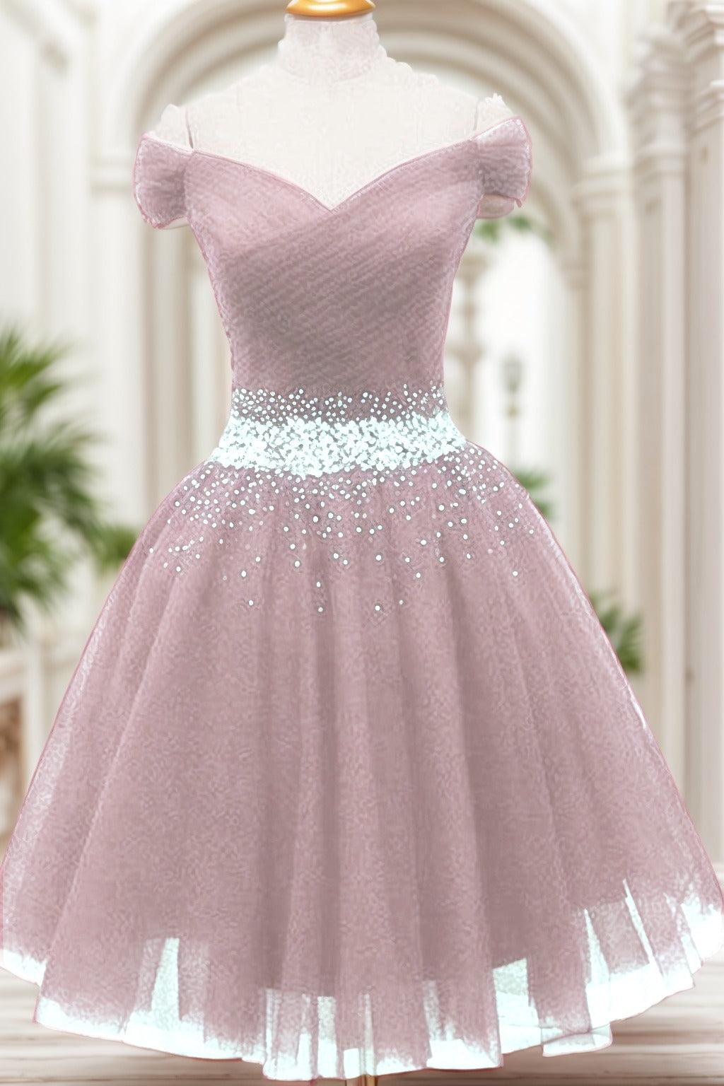 A-Line Knee Length Tulle Homecoming Dresses CS0524 - COCOMELODY