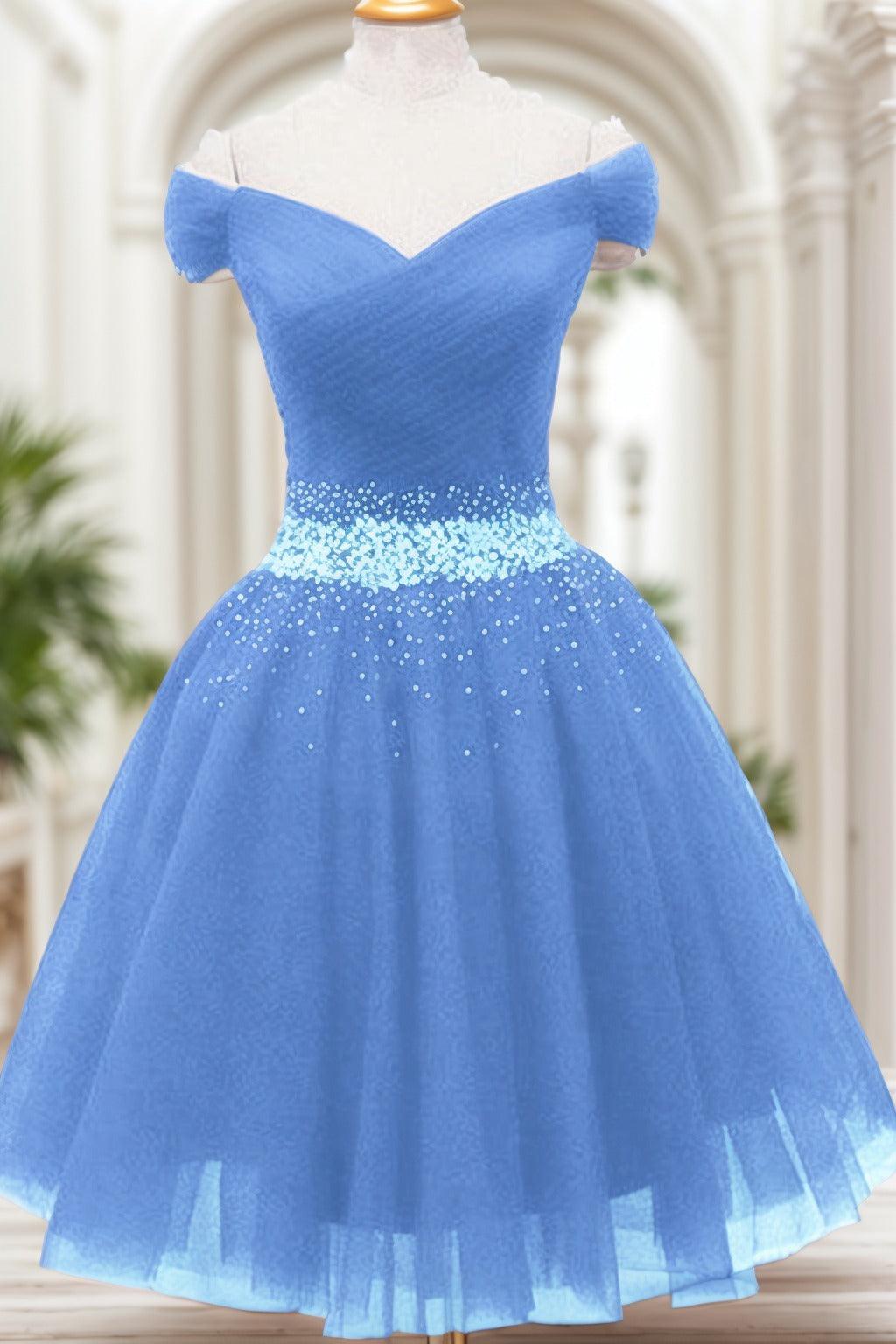 A-Line Knee Length Tulle Homecoming Dresses CS0524 - COCOMELODY