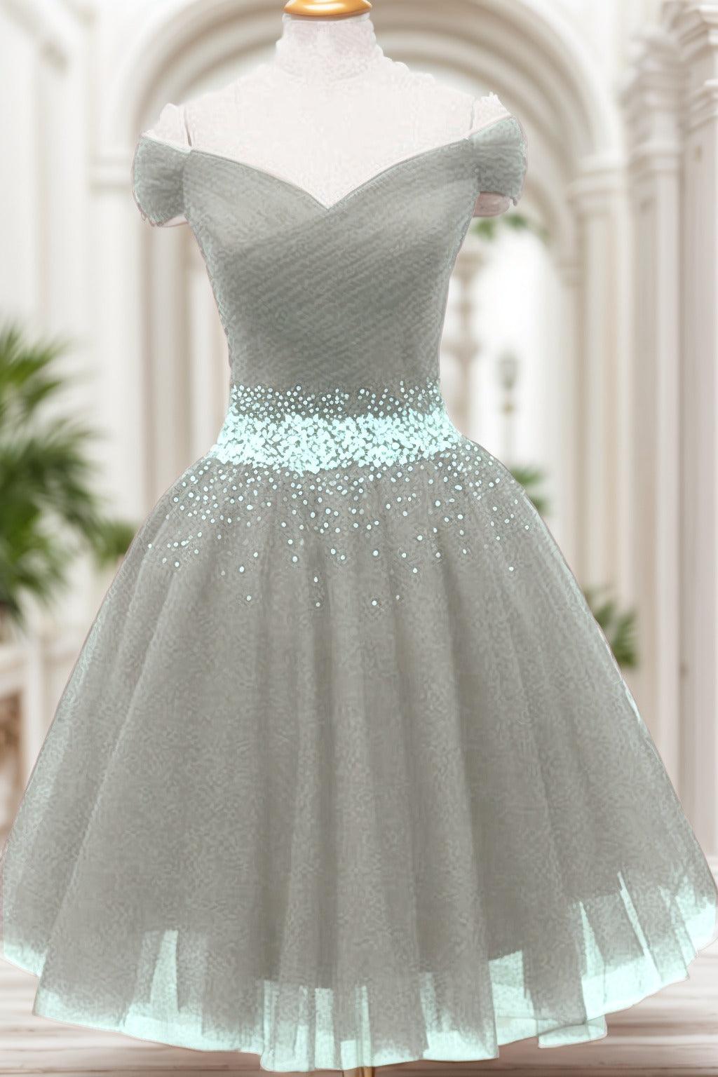 A-Line Knee Length Tulle Homecoming Dresses CS0524 - COCOMELODY
