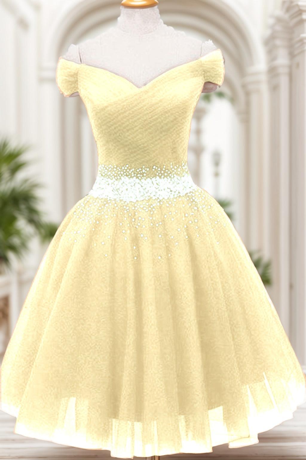 A-Line Knee Length Tulle Homecoming Dresses CS0524 - COCOMELODY