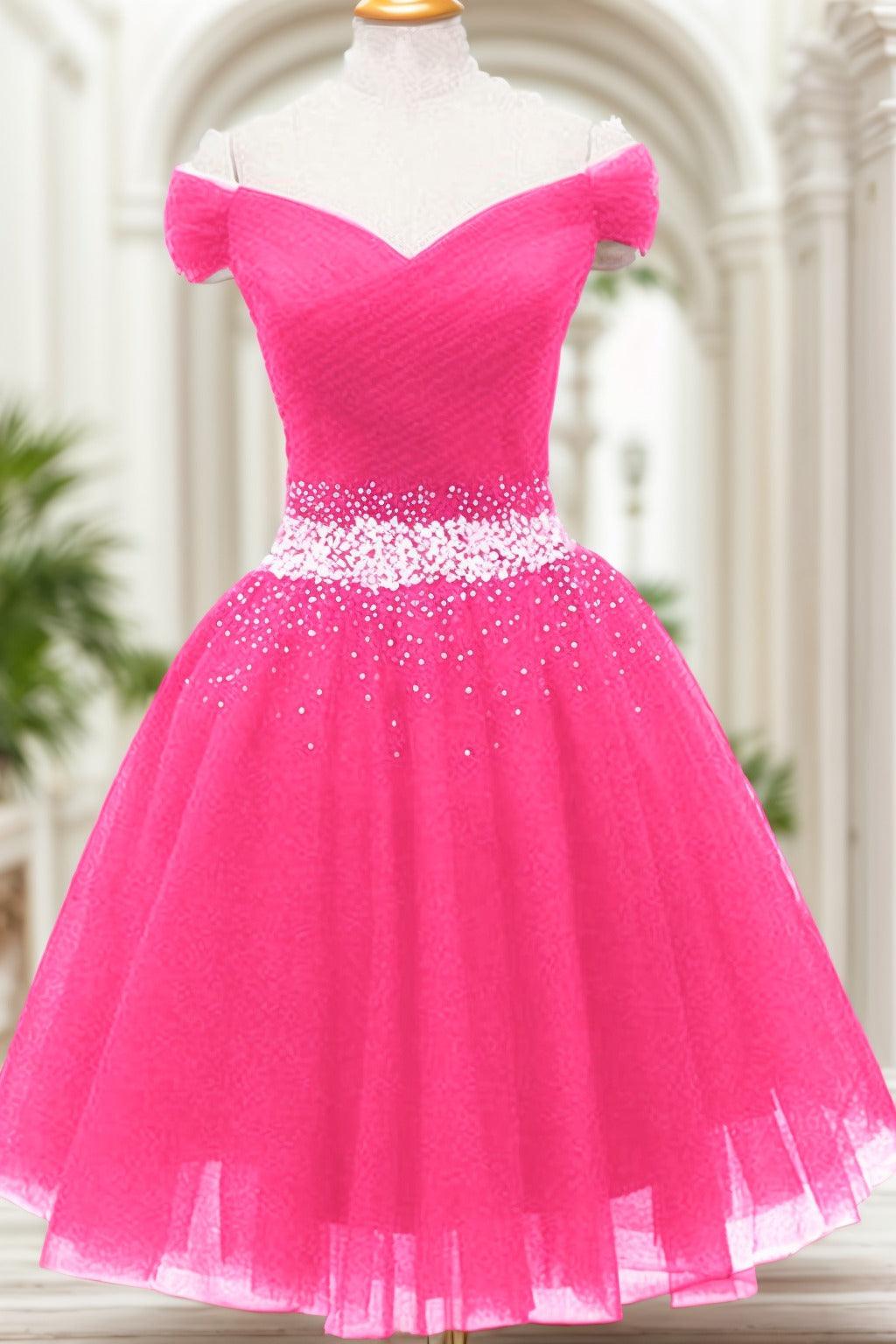 A-Line Knee Length Tulle Homecoming Dresses CS0524 - COCOMELODY