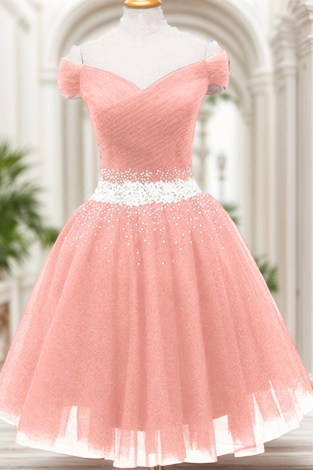 A-Line Knee Length Tulle Homecoming Dresses CS0524 - COCOMELODY