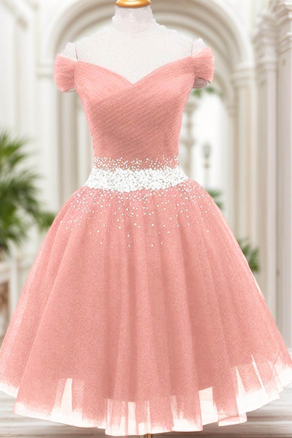 A-Line Knee Length Tulle Homecoming Dresses CS0524 - COCOMELODY