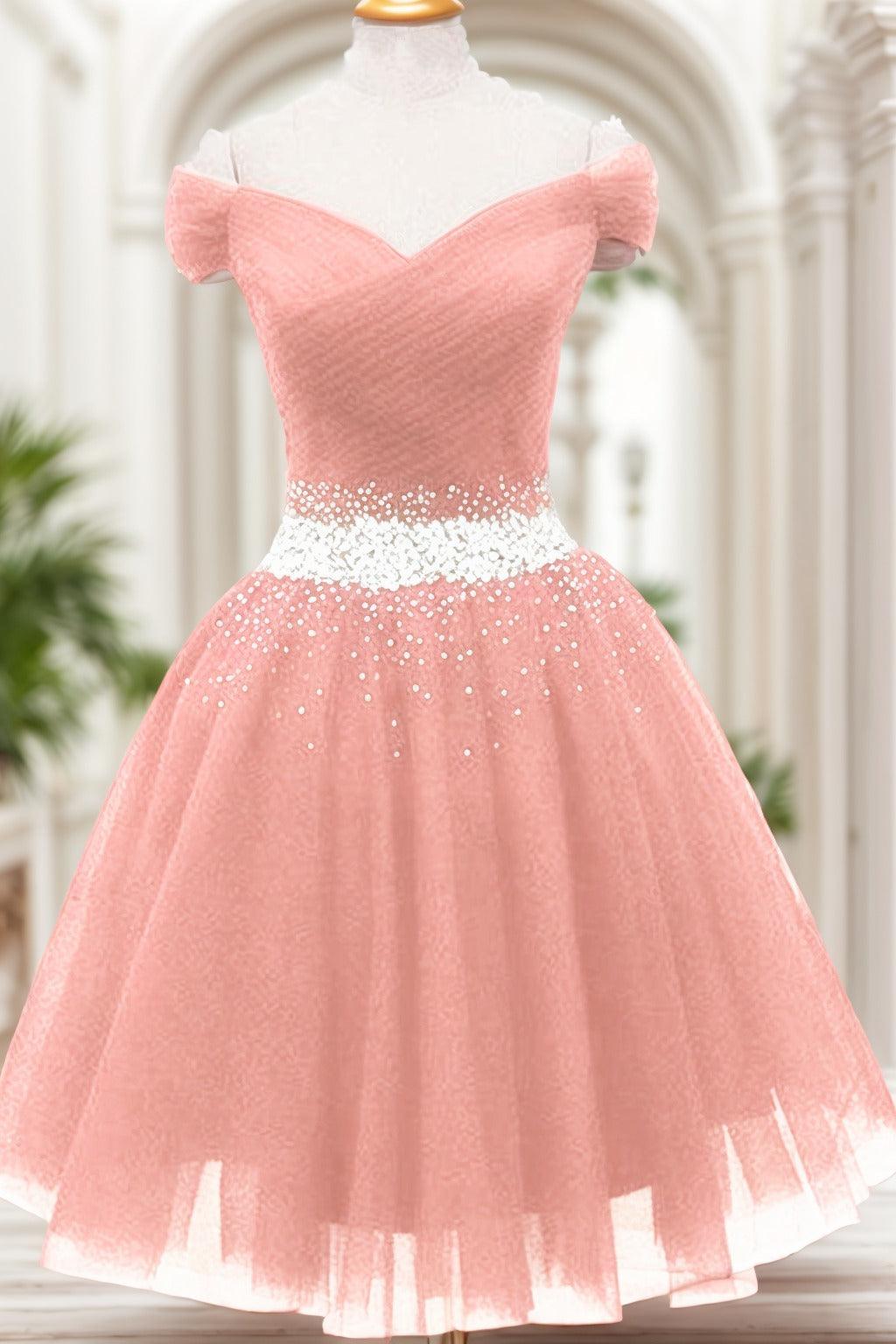 A-Line Knee Length Tulle Homecoming Dresses CS0524 - COCOMELODY