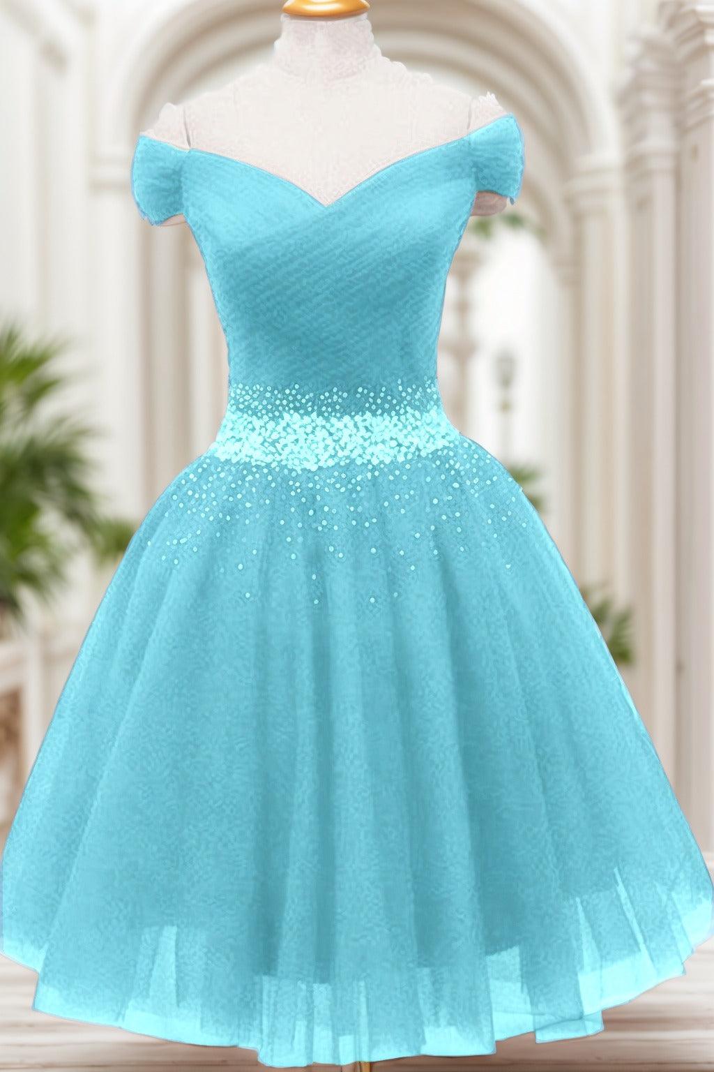 A-Line Knee Length Tulle Homecoming Dresses CS0524 - COCOMELODY