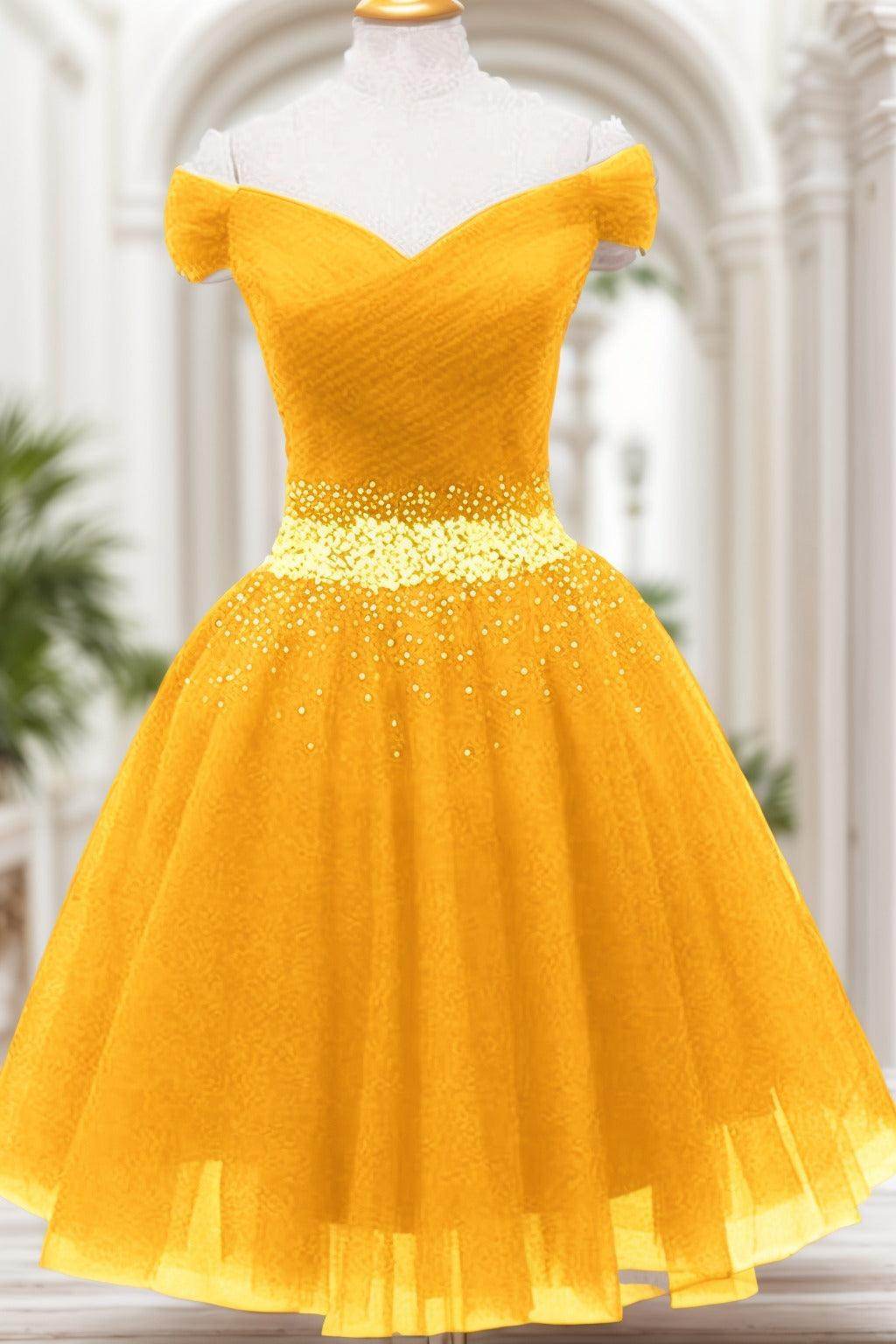 A-Line Knee Length Tulle Homecoming Dresses CS0524 - COCOMELODY