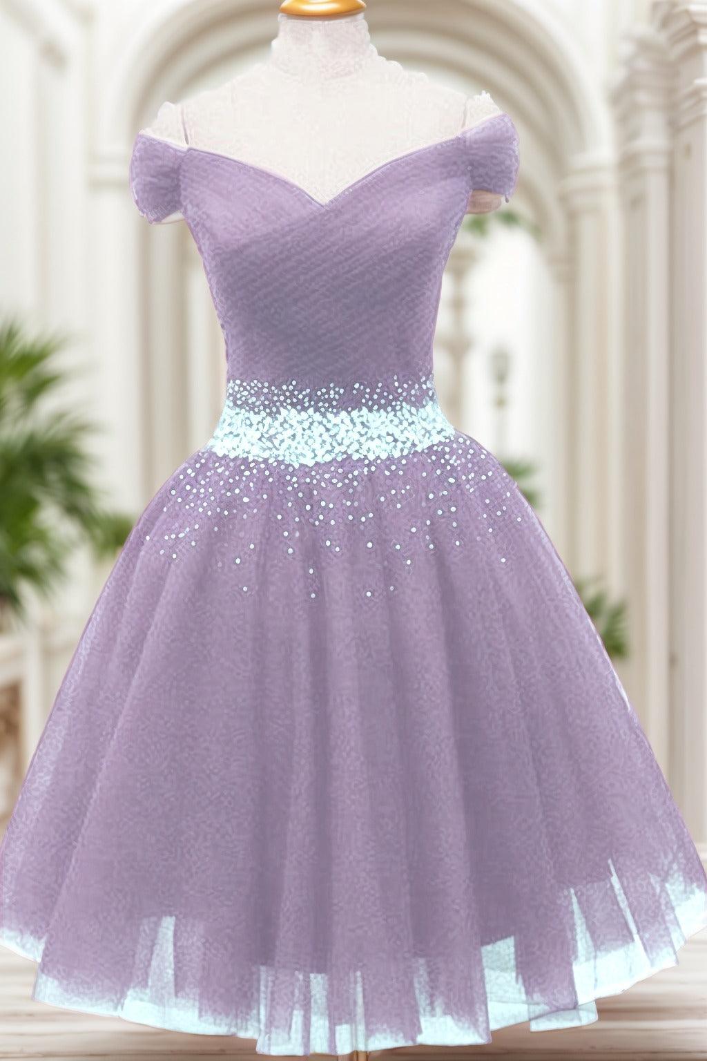A-Line Knee Length Tulle Homecoming Dresses CS0524 - COCOMELODY