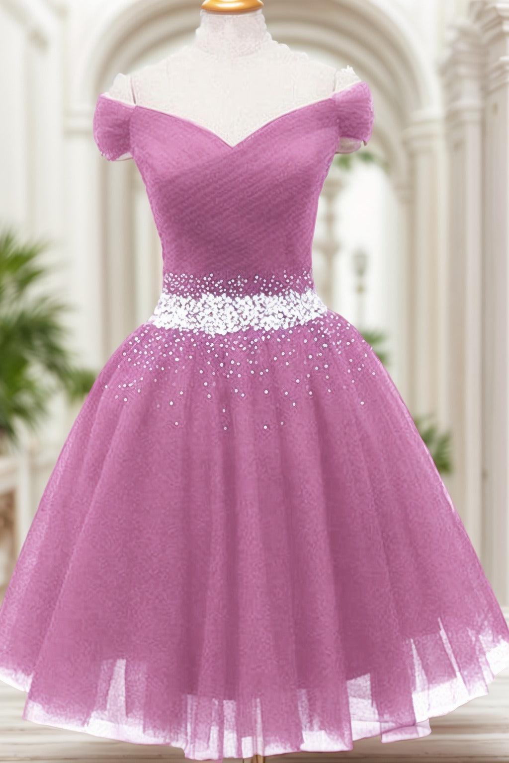 A-Line Knee Length Tulle Homecoming Dresses CS0524 - COCOMELODY