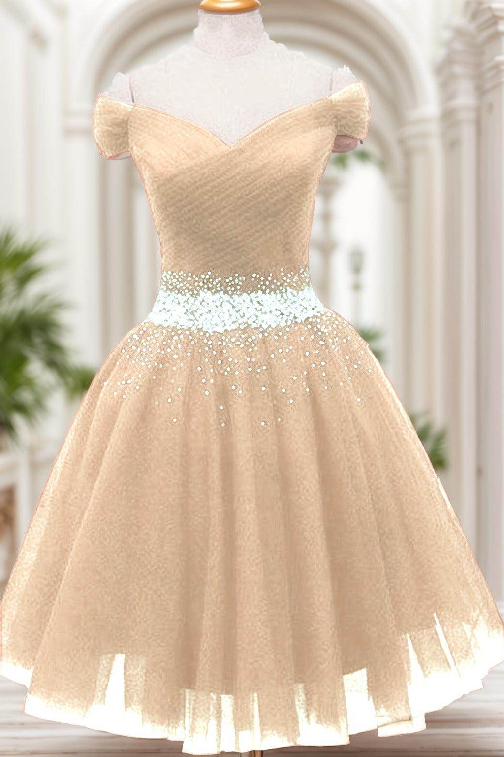 A-Line Knee Length Tulle Homecoming Dresses CS0524 - COCOMELODY