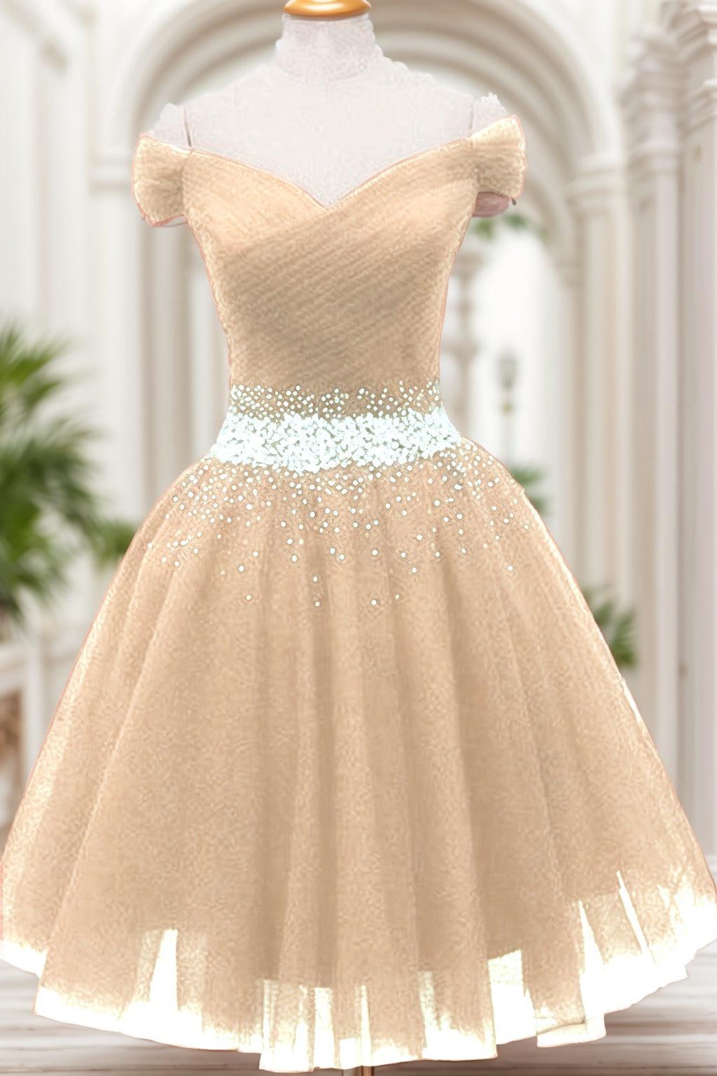 A-Line Knee Length Tulle Homecoming Dresses CS0524 - COCOMELODY