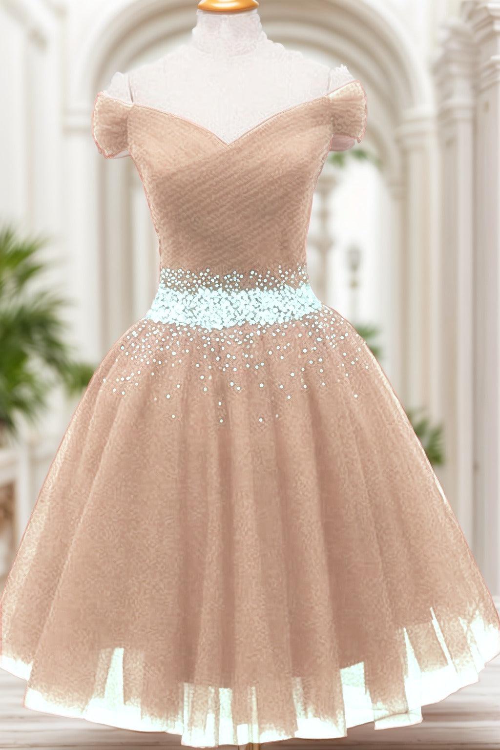 A-Line Knee Length Tulle Homecoming Dresses CS0524 - COCOMELODY