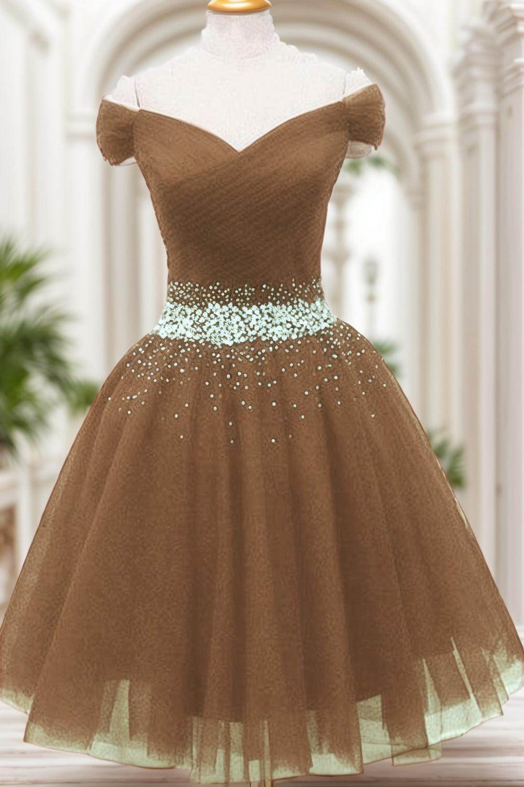 A-Line Knee Length Tulle Homecoming Dresses CS0524 - COCOMELODY
