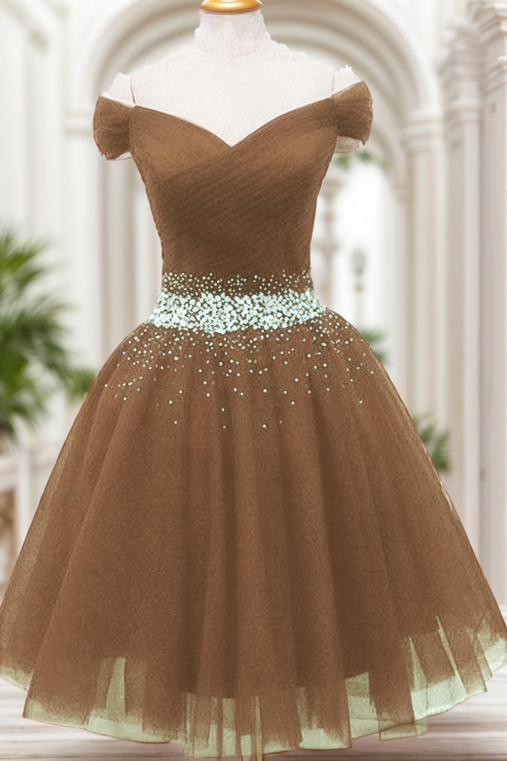 A-Line Knee Length Tulle Homecoming Dresses CS0524 - COCOMELODY