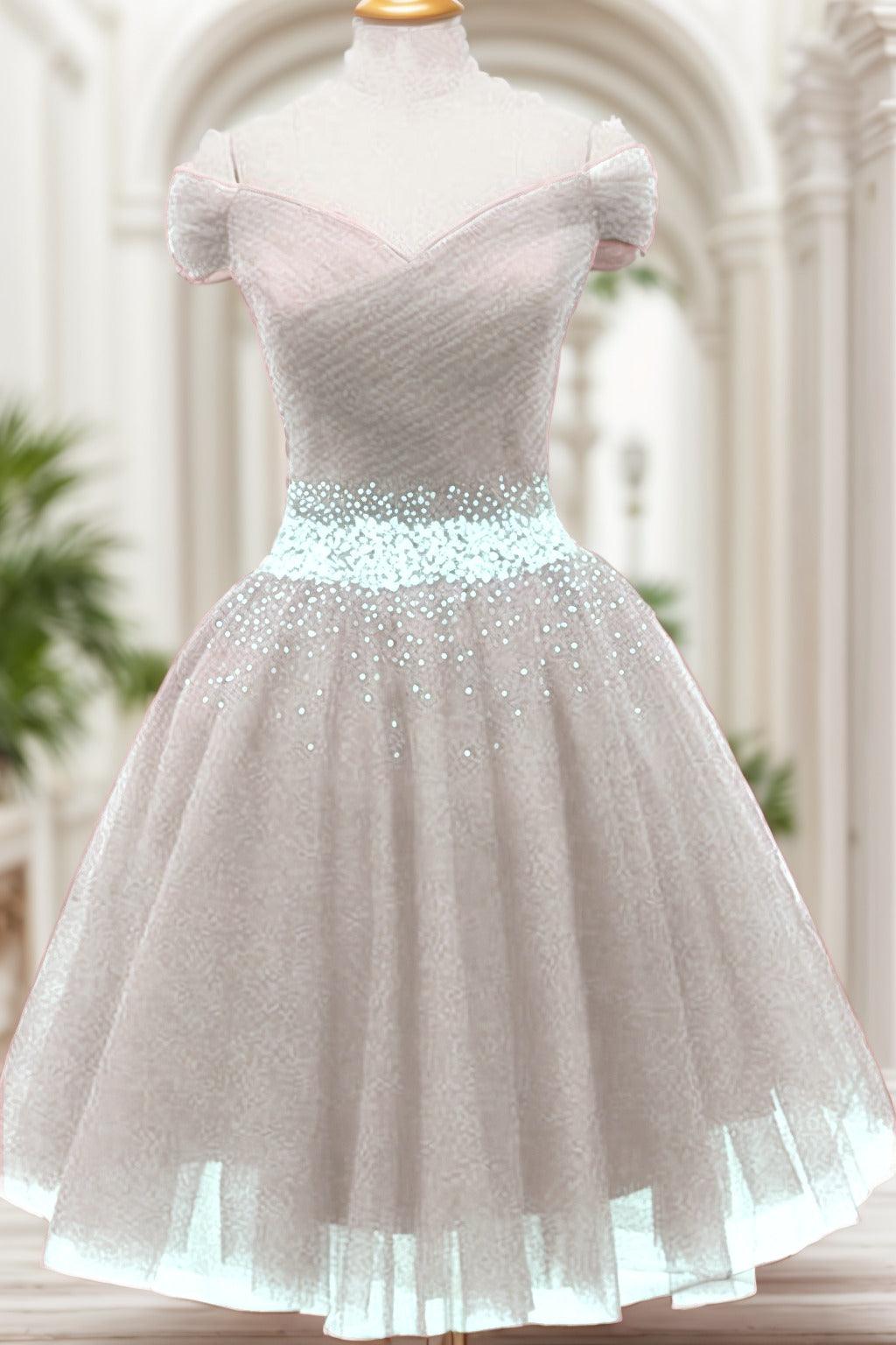 A-Line Knee Length Tulle Homecoming Dresses CS0524 - COCOMELODY