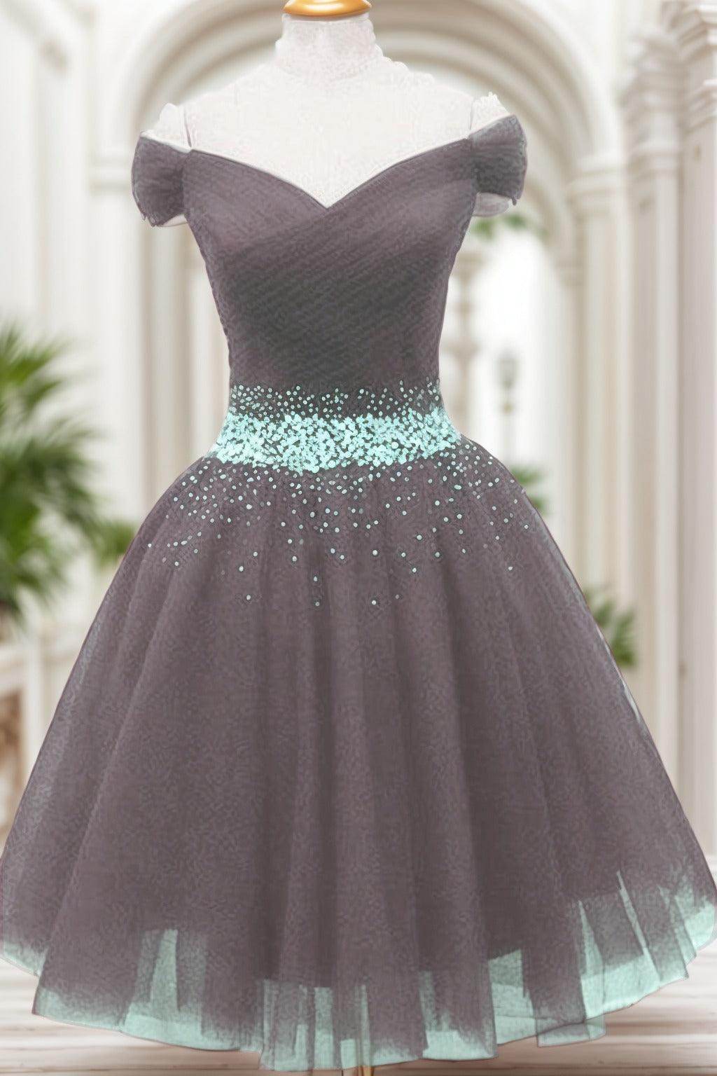 A-Line Knee Length Tulle Homecoming Dresses CS0524 - COCOMELODY