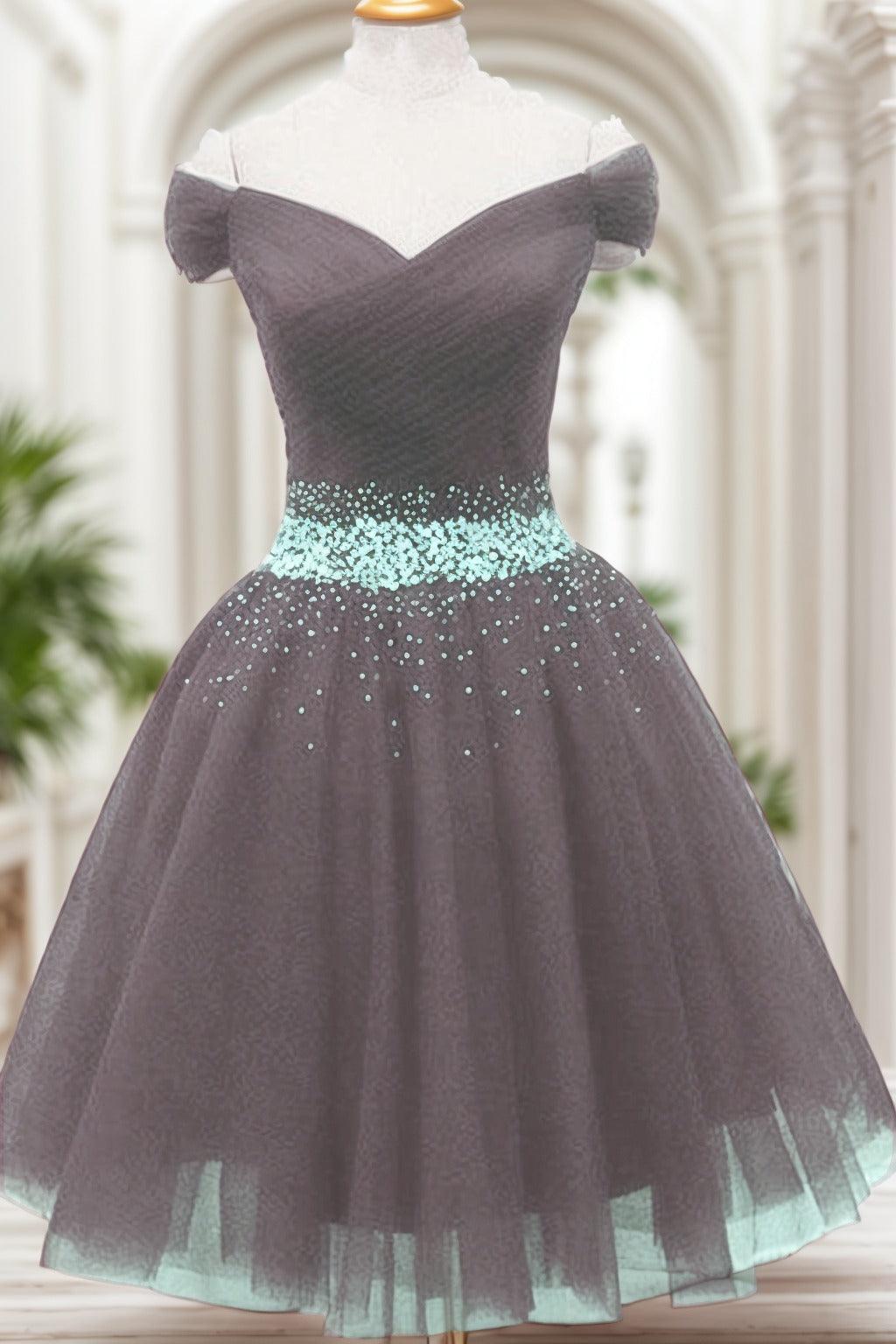 A-Line Knee Length Tulle Homecoming Dresses CS0524 - COCOMELODY