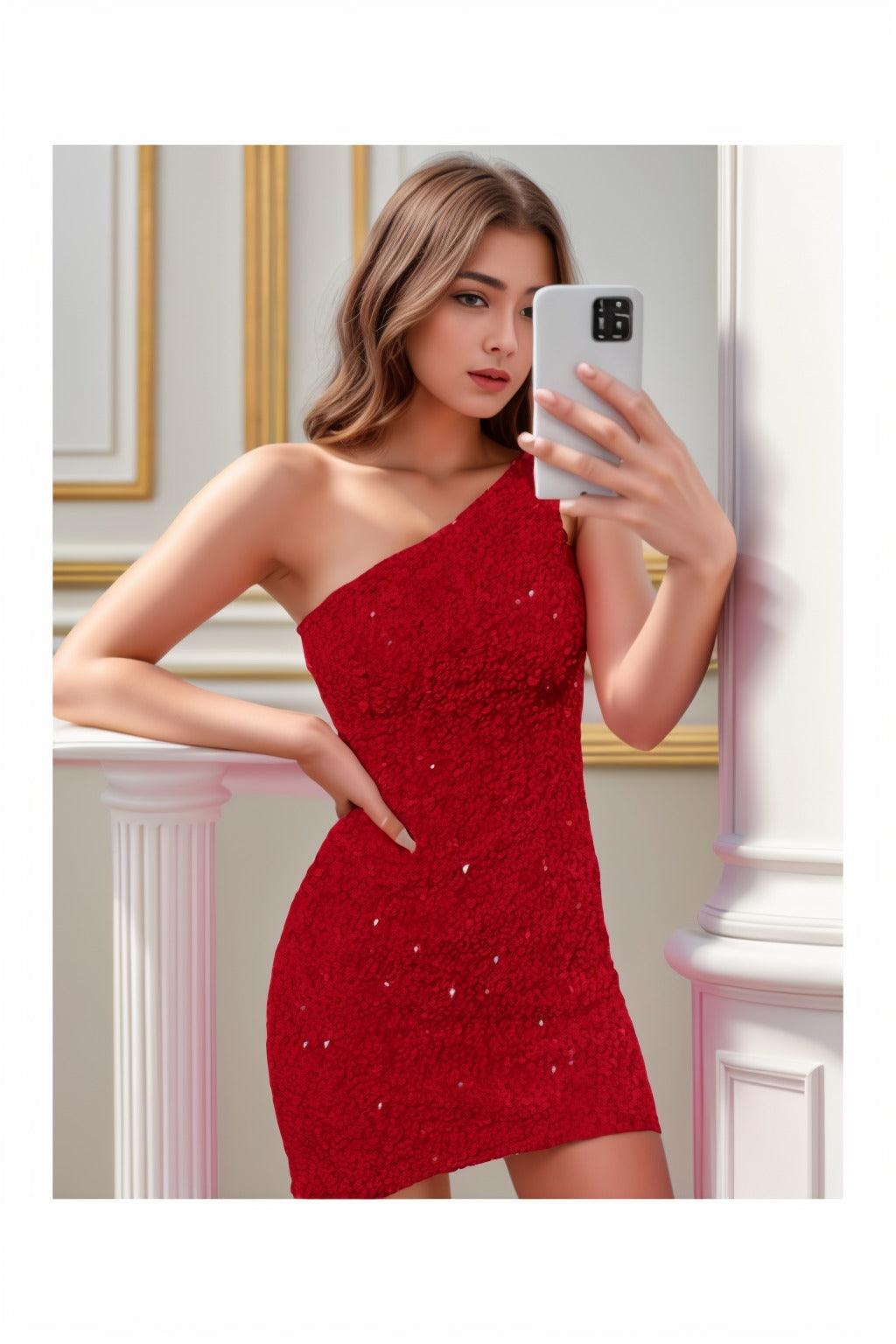 Sheath-Column Short-Mini Sequined Homecoming Dresses CS0530 - COCOMELODY