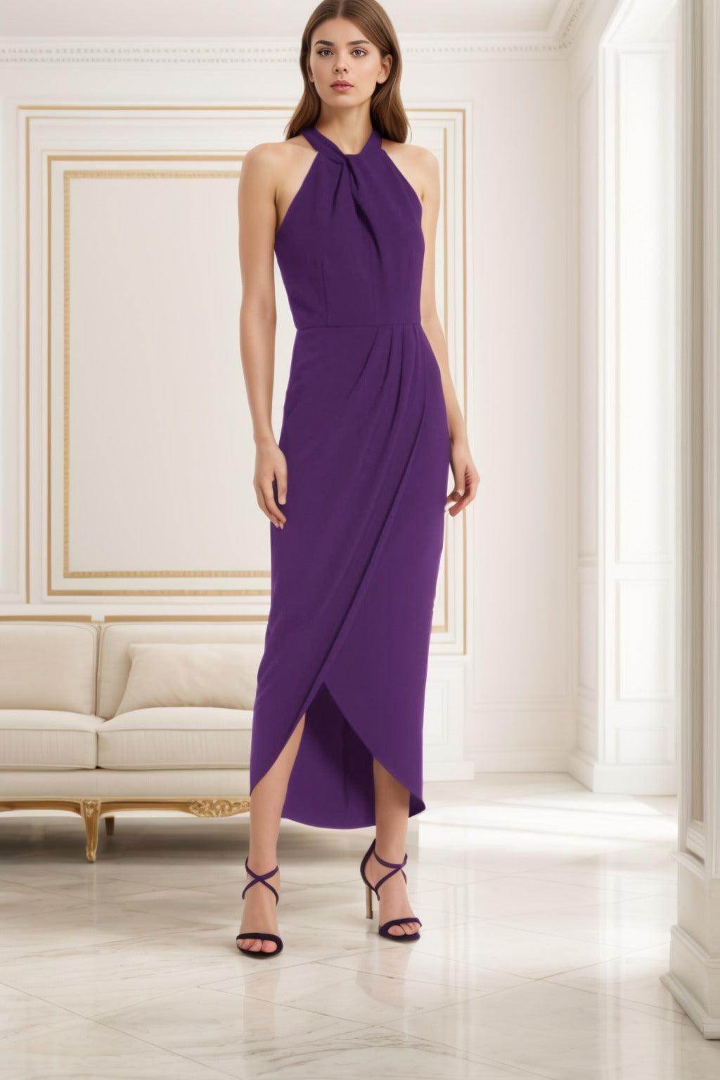 Sheath-Column High-Low Forged Chiffon Graduation Dresses COCOMELODY CS0537, Purple Sheath-Column High-Low Forged Chiffon Graduation Dresses COCOMELODY CS0537, Purple