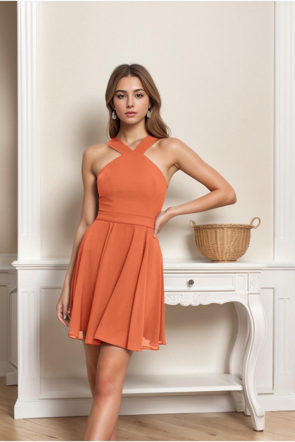 A-Line Short-Mini Chiffon Graduation Dresses CS0541 - COCOMELODY