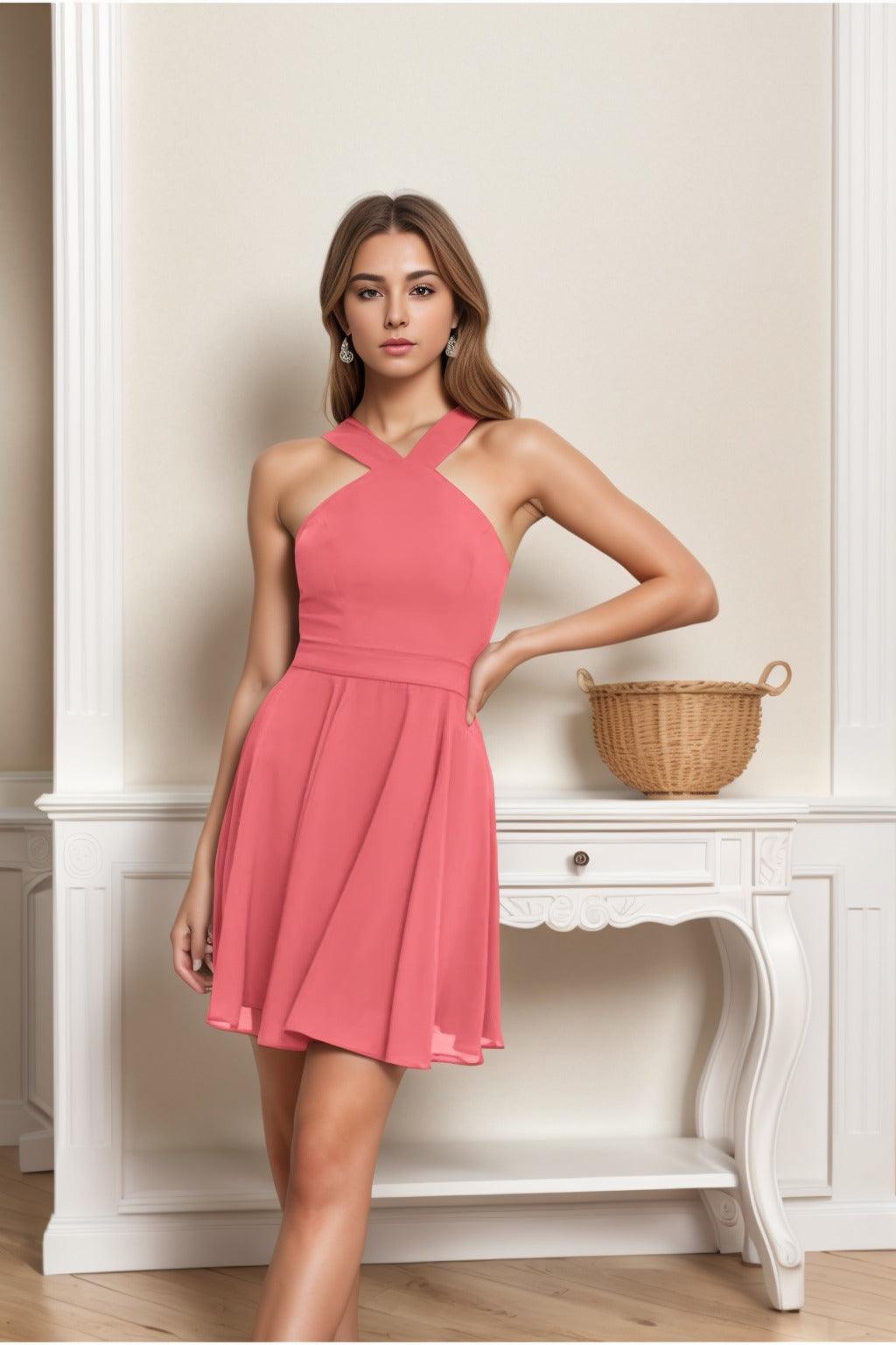 A-Line Short-Mini Chiffon Graduation Dresses CS0541 - COCOMELODY