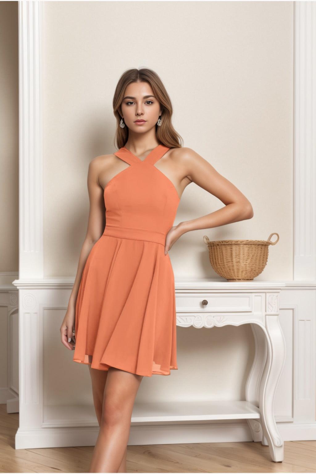 A-Line Short-Mini Chiffon Graduation Dresses CS0541 - COCOMELODY