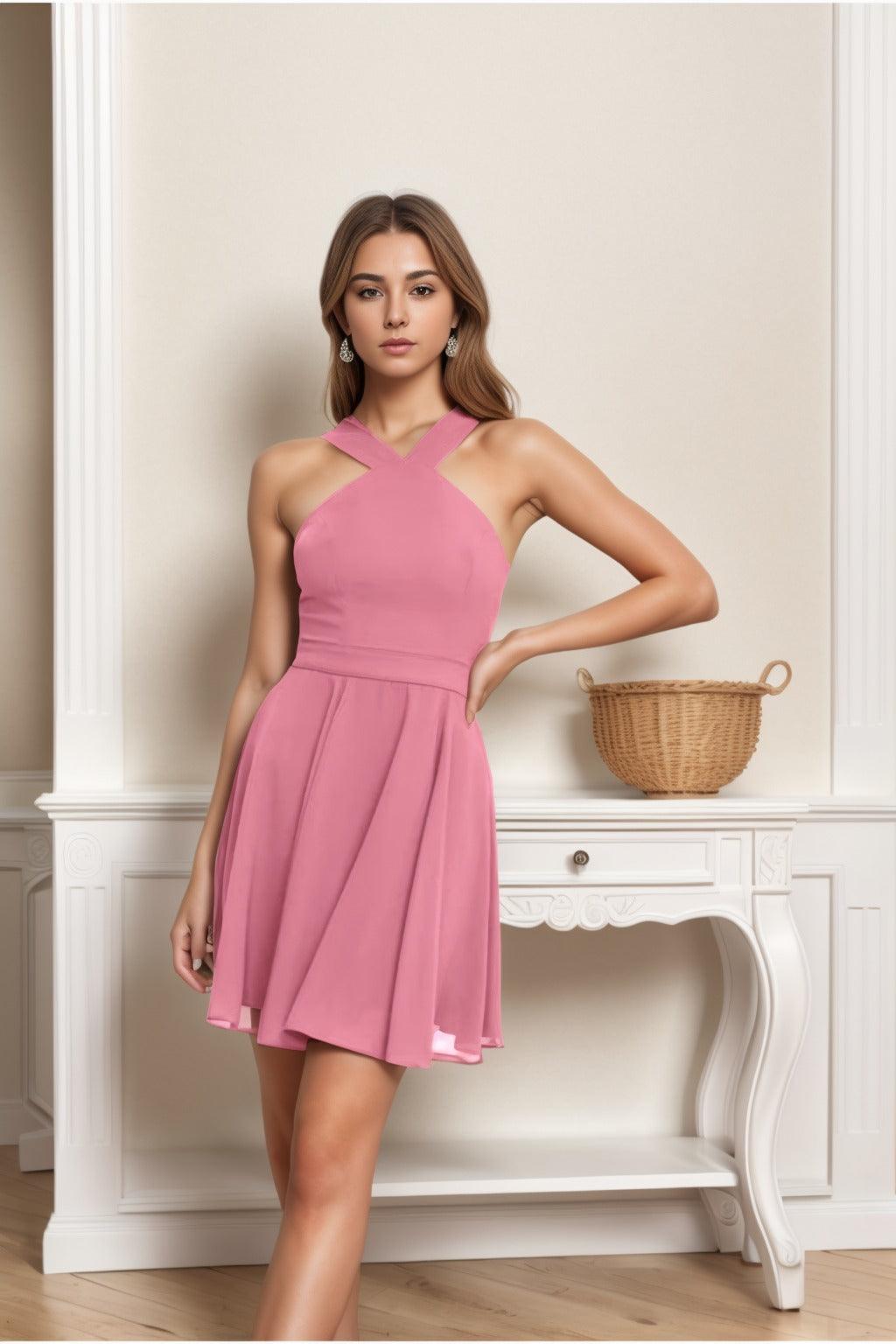 A-Line Short-Mini Chiffon Graduation Dresses CS0541 - COCOMELODY