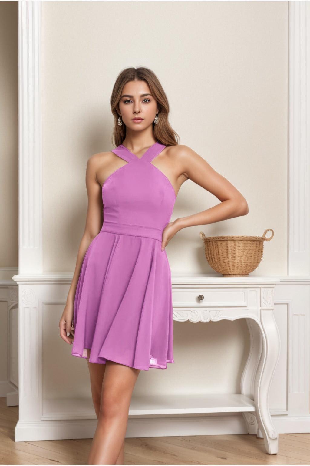 A-Line Short-Mini Chiffon Graduation Dresses CS0541 - COCOMELODY