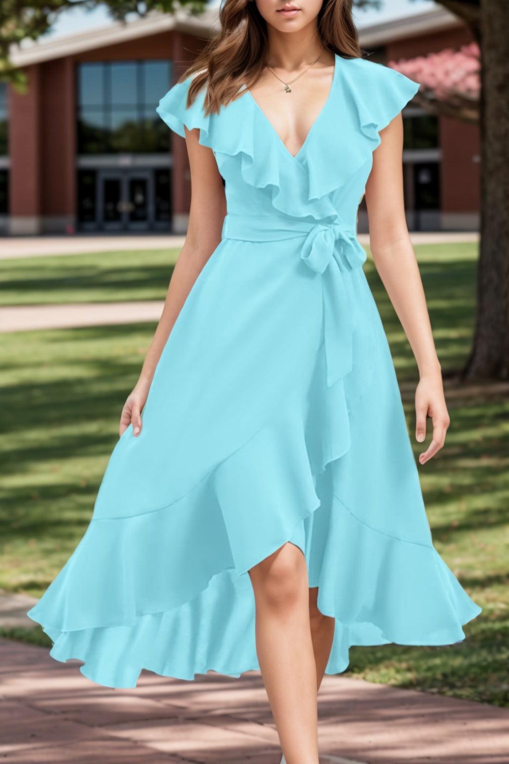 A-Line High-Low Chiffon Graduation Dresses CS0544 - COCOMELODY