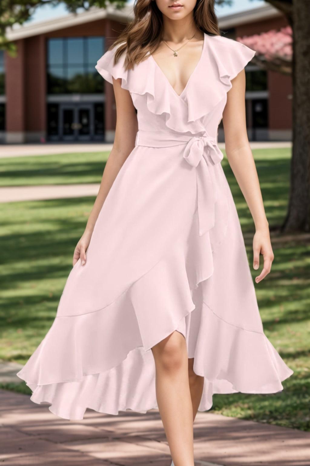 A-Line High-Low Chiffon Graduation Dresses CS0544 - COCOMELODY