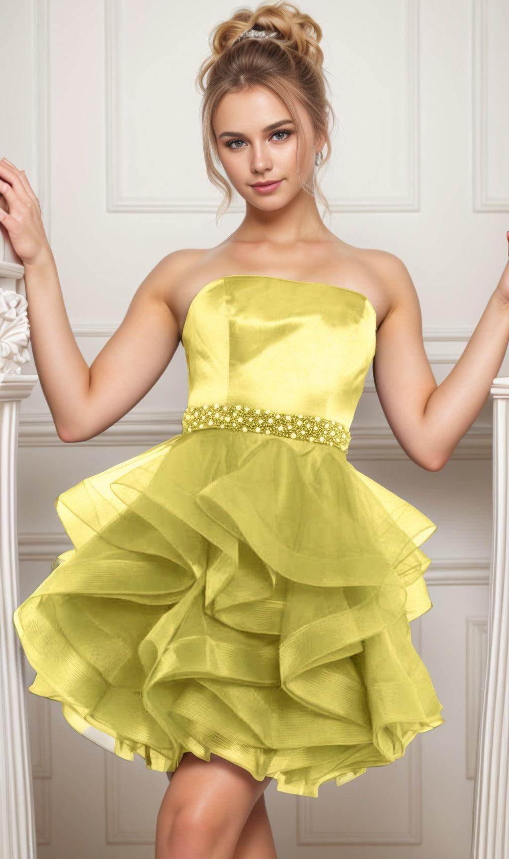 Ball Gown Short-Mini Organza Graduation Dresses COCOMELODY CS0550, Freesia Ball Gown Short-Mini Organza Graduation Dresses COCOMELODY CS0550, Freesia