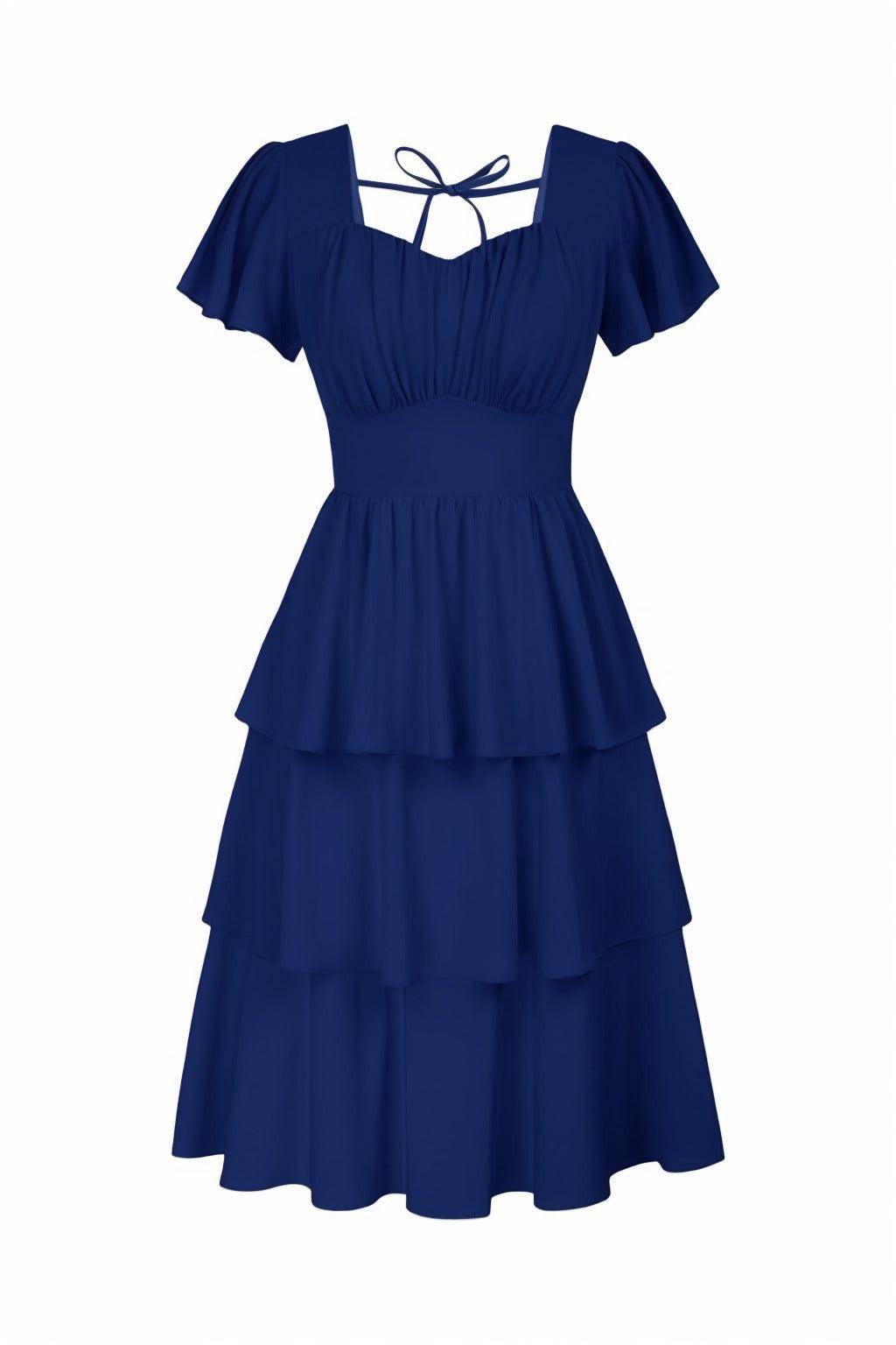 A-Line Knee Length Forged Chiffon Graduation Dresses COCOMELODY CS0554, Royal Blue A-Line Knee Length Forged Chiffon Graduation Dresses COCOMELODY CS0554, Royal Blue